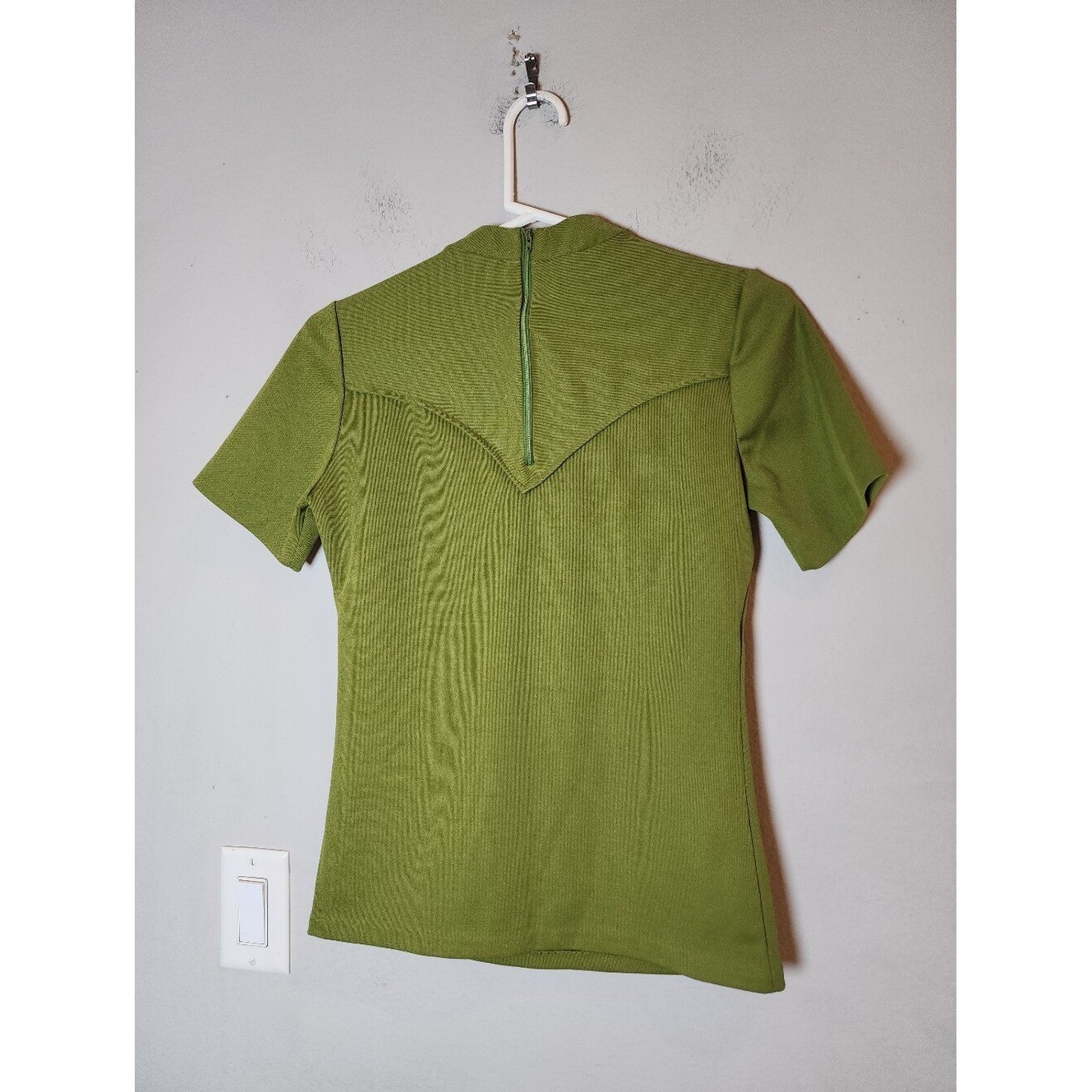 Vtg 60s 70s H Bar C California Ranchwear Green Short Sleeve Western Top Size S
