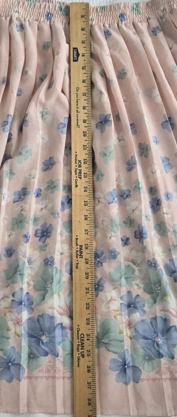 Vintage TanJay Floral Midi Skirt Womens Pink Pleated Elastic Waist Cottagecore