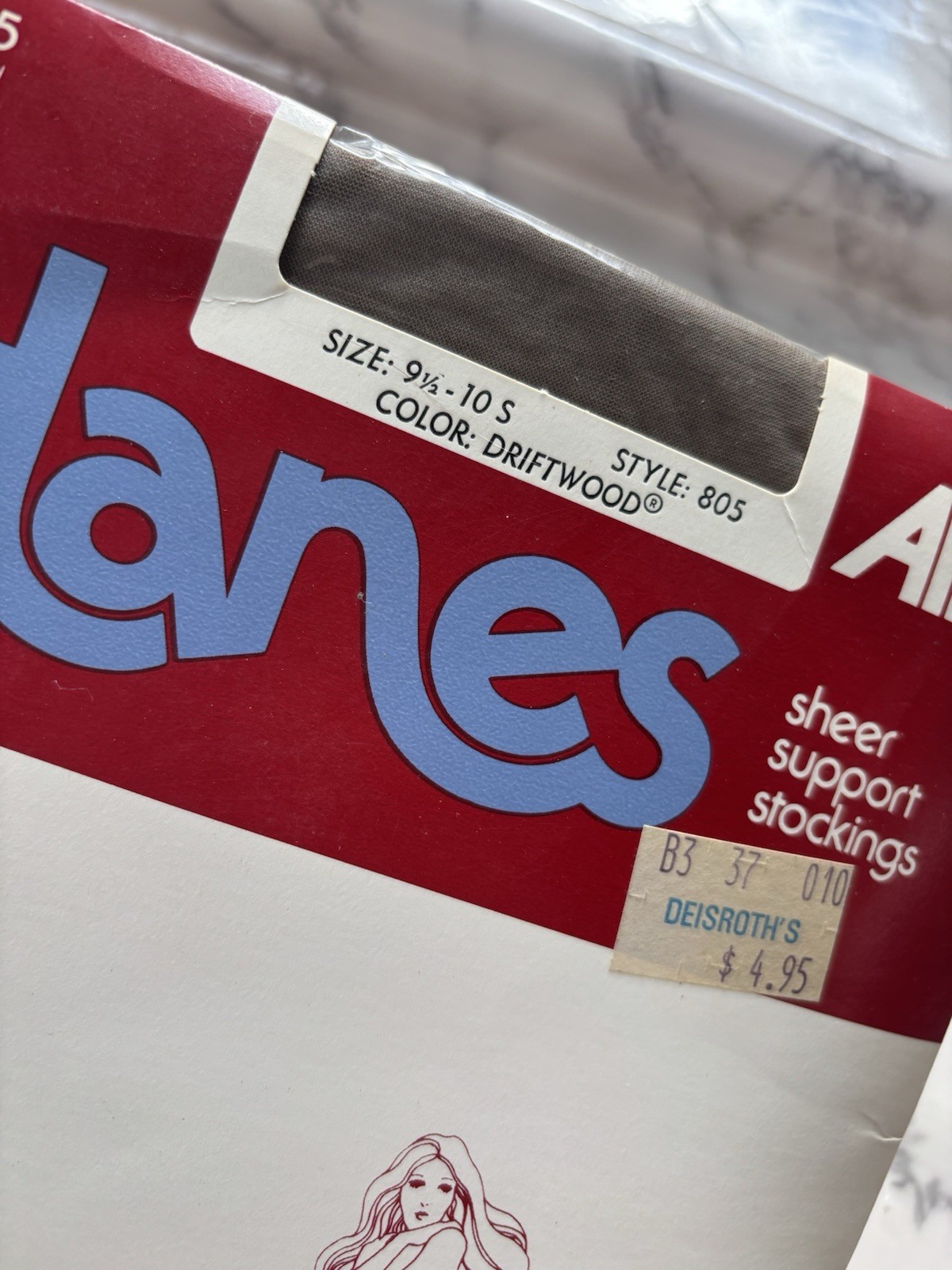 1PR VINTAGE HANES ALIVE RHT SUPPORT SHEER NYLON STOCKINGS 9 1/2-10 Driftwood