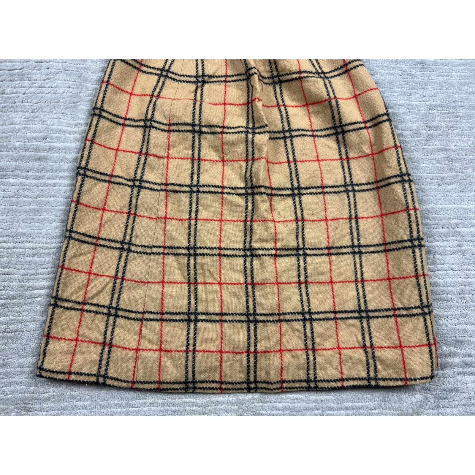 Corner House Skirt Womens 8 Tan Plaid A-Line Vintage Quakertown Wool Blend Check