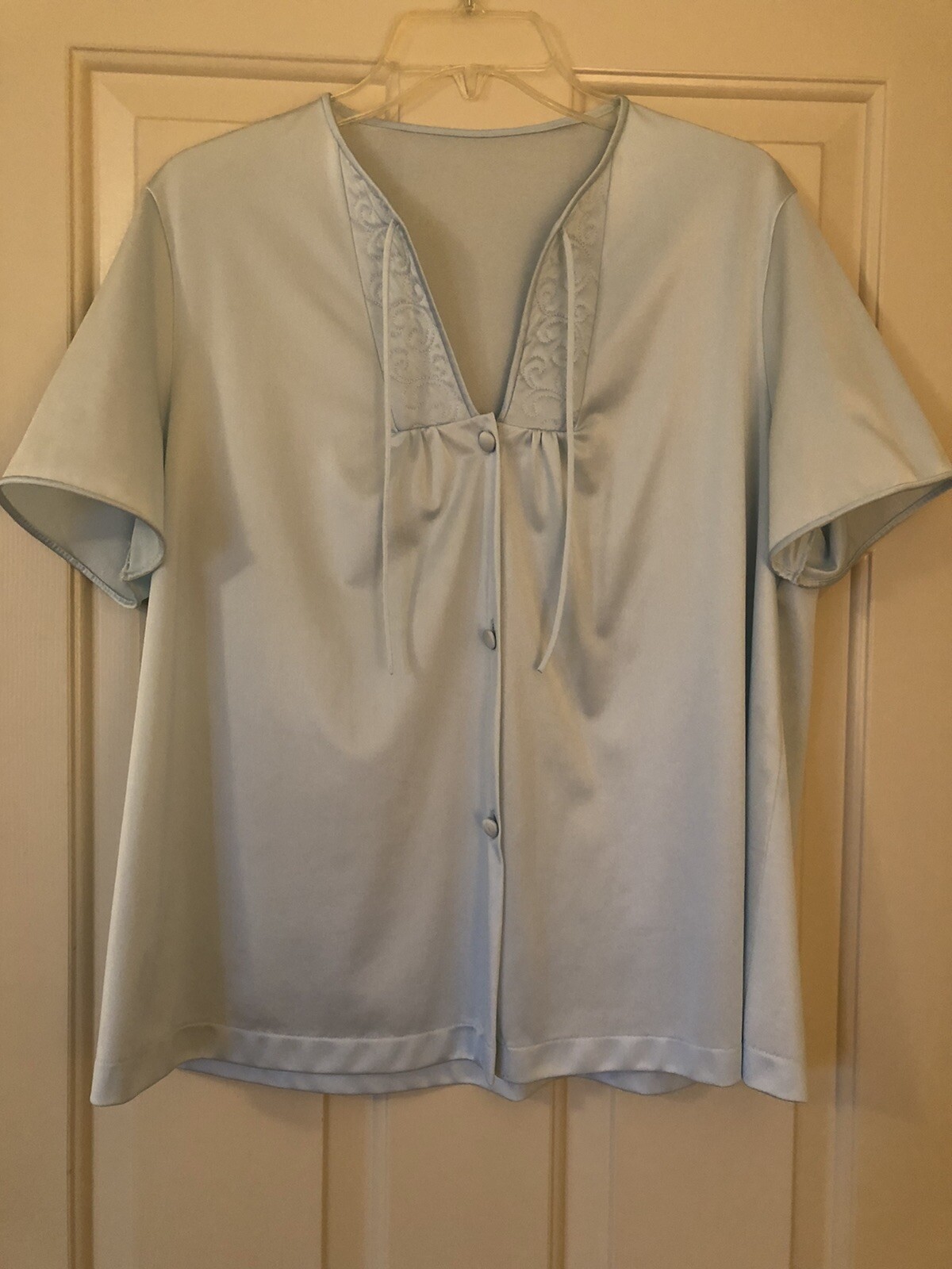 Vintage Vanity Fair Pajama Lingere Sleep Top Short Sleeve Women’s Sz M Baby Blue