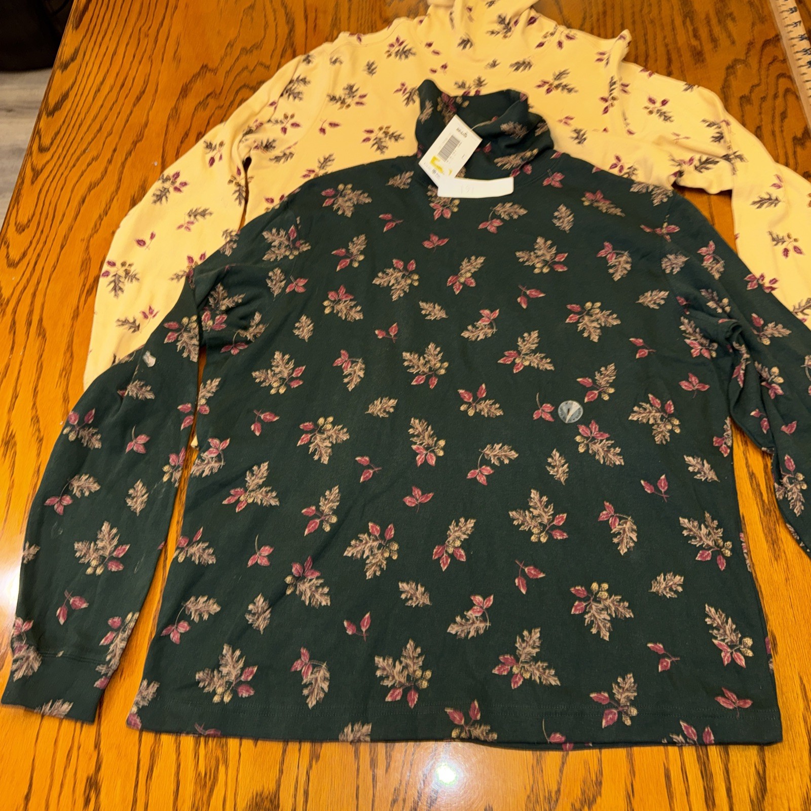 VTG 90s Classic Elements Sears Fall Leaf Turtleneck Lot 2 Size L Cotton Autumn