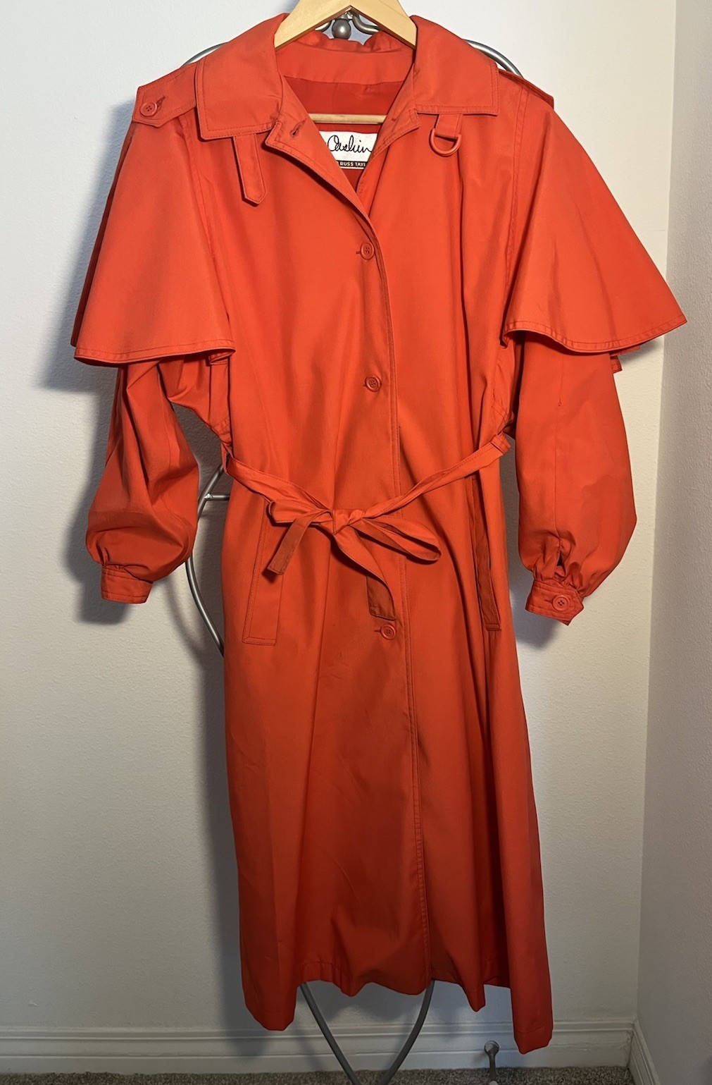 Bonnie Cashin Weatherwear Russ Taylor Vintage Union Made Orange Trench Size 8