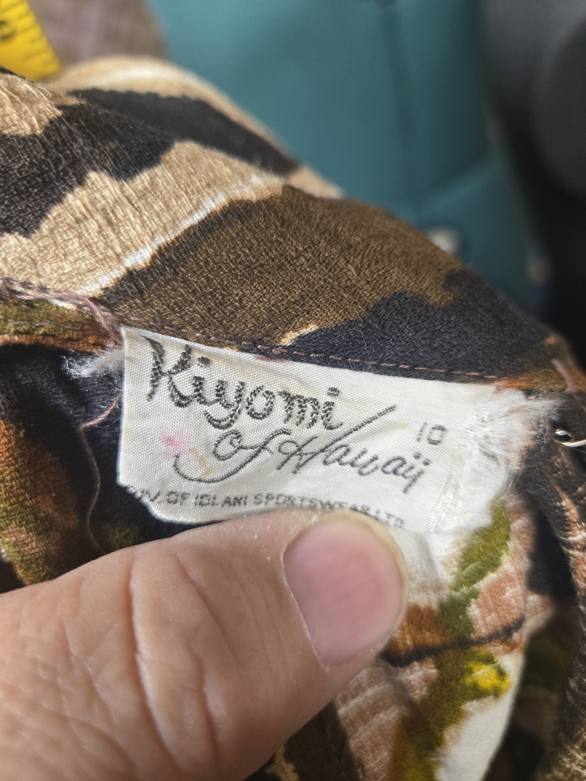 Vintage Kiyomi Of Hawaii Brand Hawaiian Barkcloth Aloha Maxi Dress w1112
