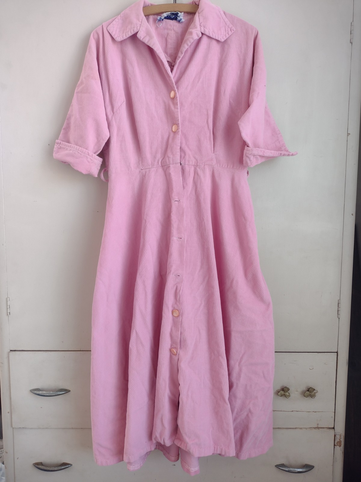 Vtg 50s Roberta Lynn Of Hollywood Dress Pin Up Rockabilly Pink Full Skirt House
