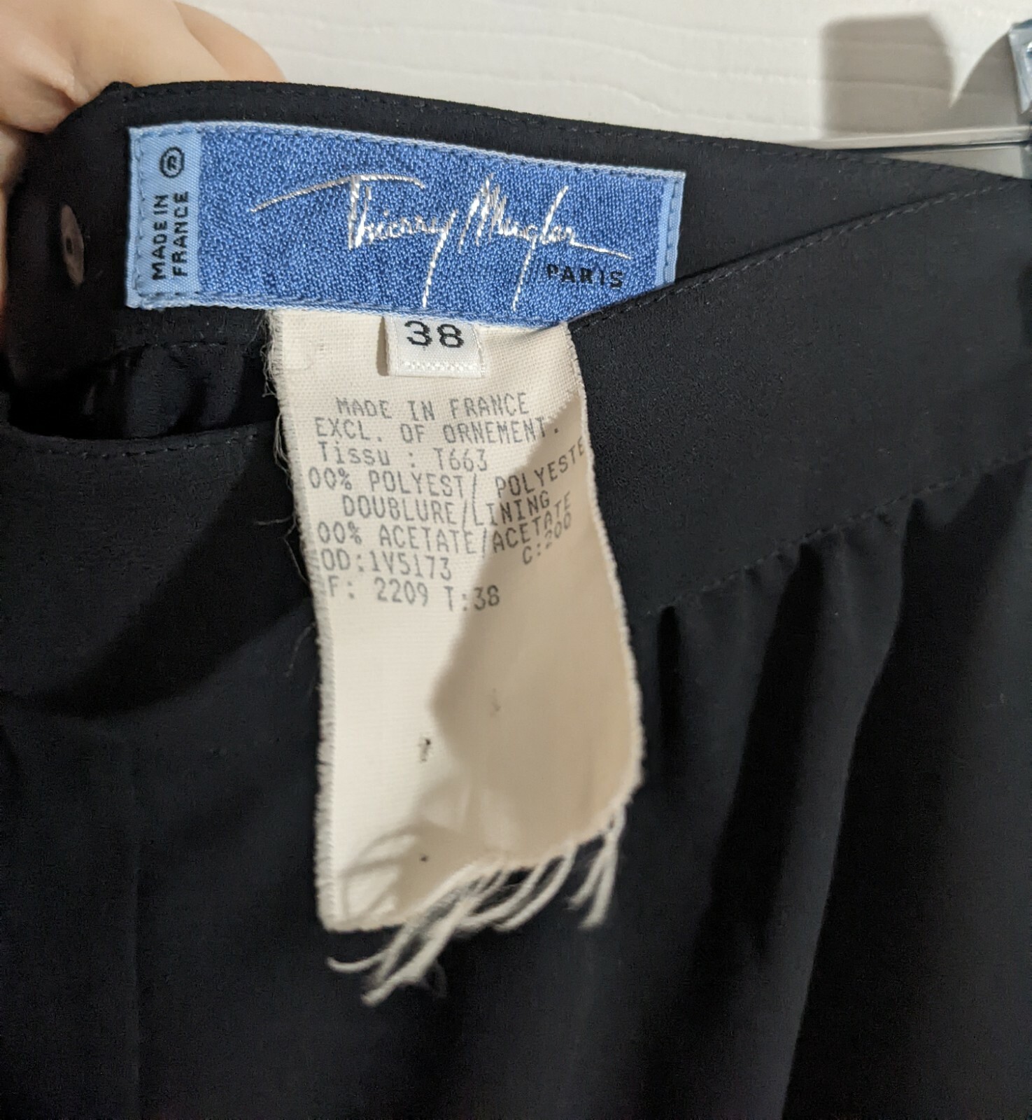 Vintage Thierry Mugler Black Pants 38 Made in France US 2/4 High Waist Wide Leg