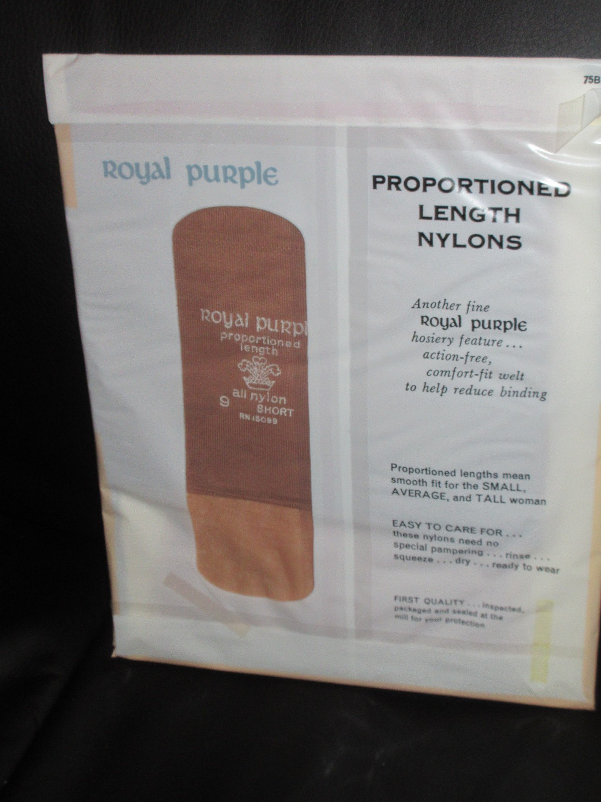 Vintage Royal Purple Nylons Size Sears 9 Short SUNSET Beige Taupe STOCKINGS