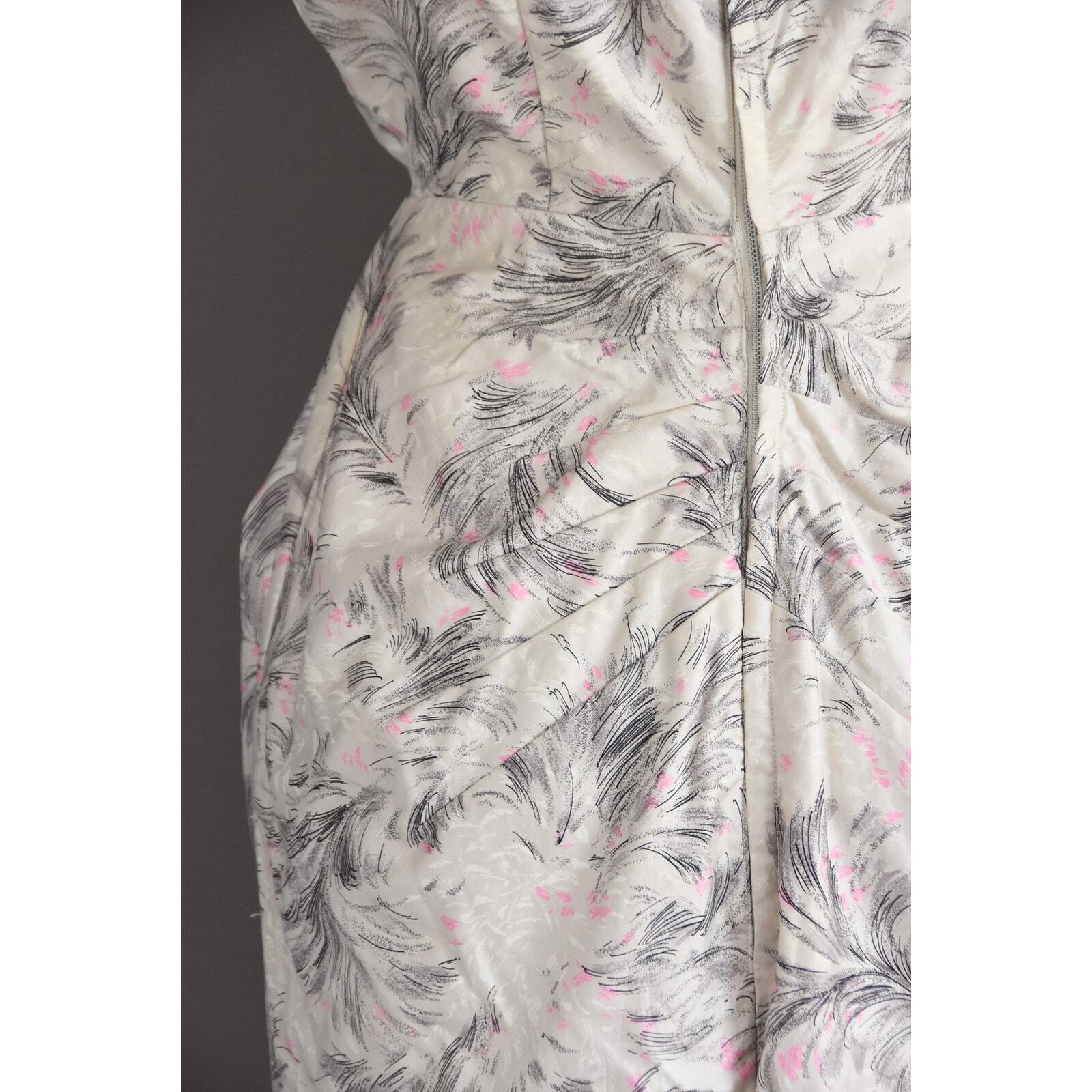 vintage 1950s 50s dress Polished Cotton Cocktail Party Wiggle Dress XS Small