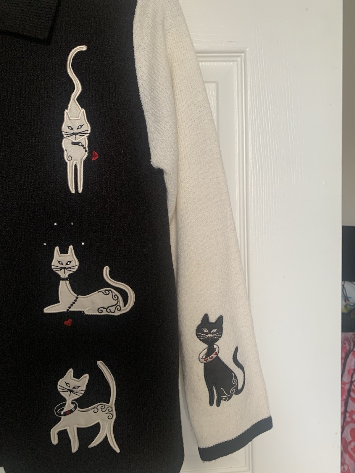 Vintage TanJay Cat Cardigan Zip Up Sweater size Medium