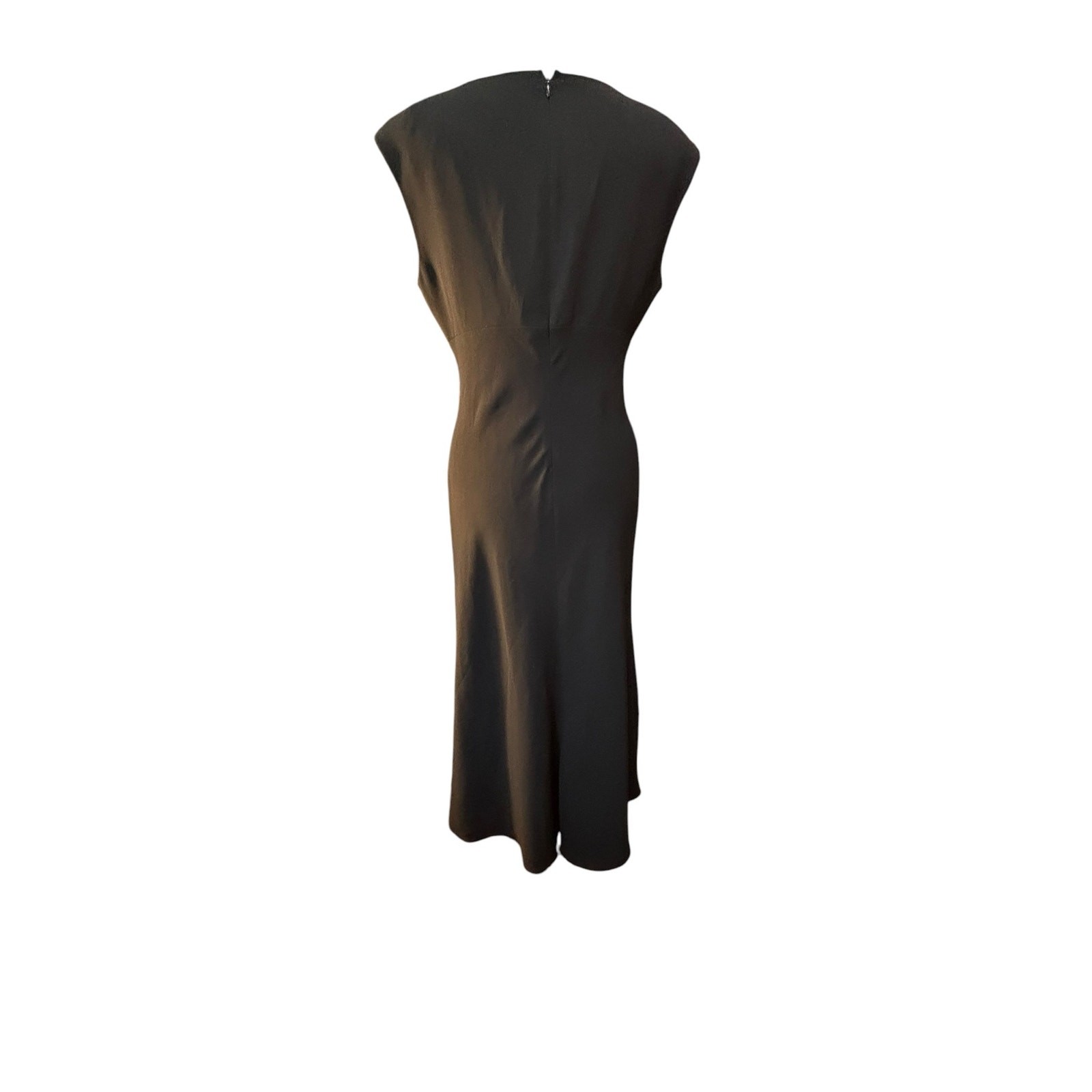 90s Black Rhinestone Column Maxi Dress Minimalist Glam Goth Size 6