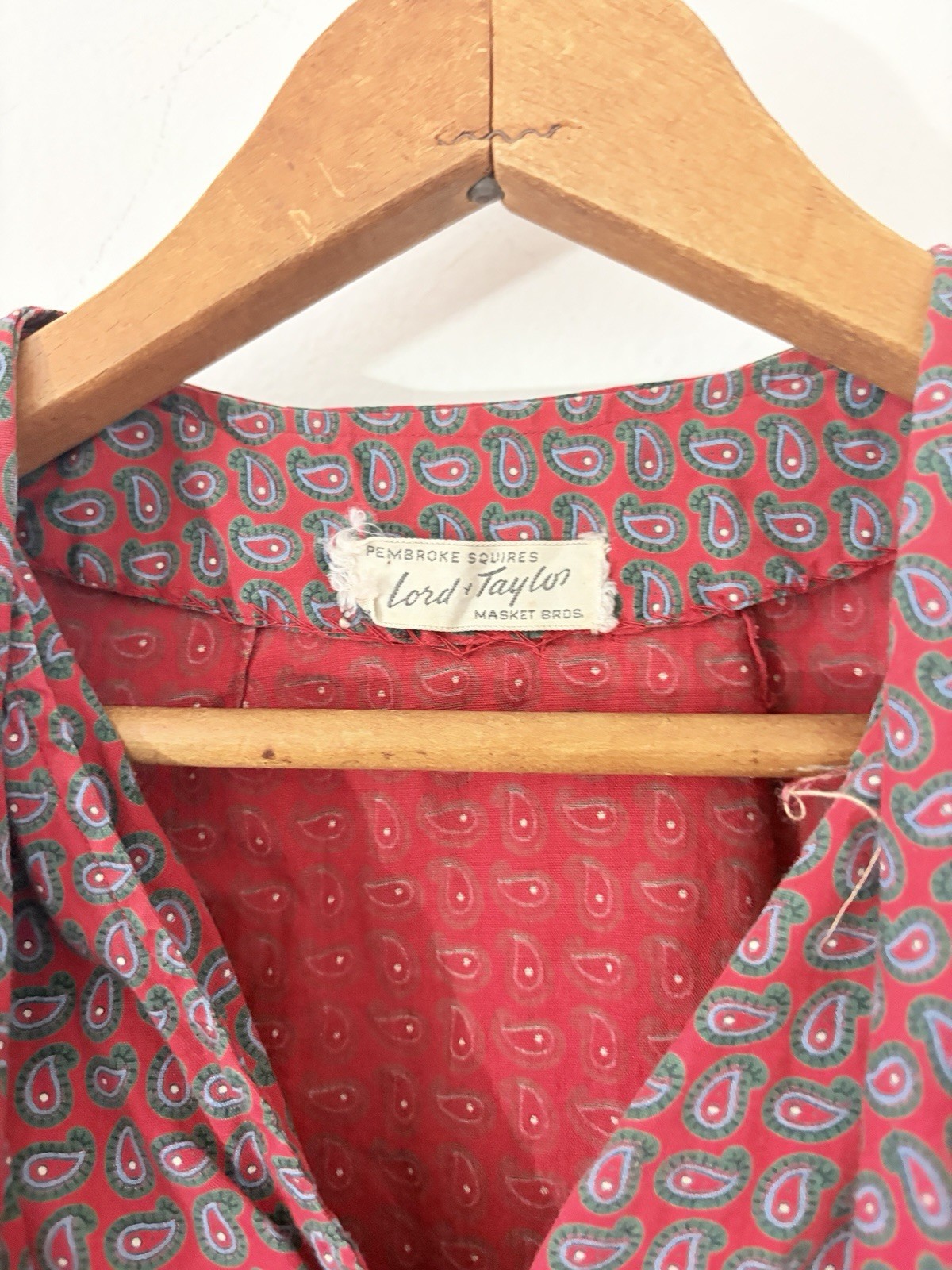 Rare 1950s Lord & Taylor Paisley Cotton Skirt Set Pleated A Line Tailored XS S