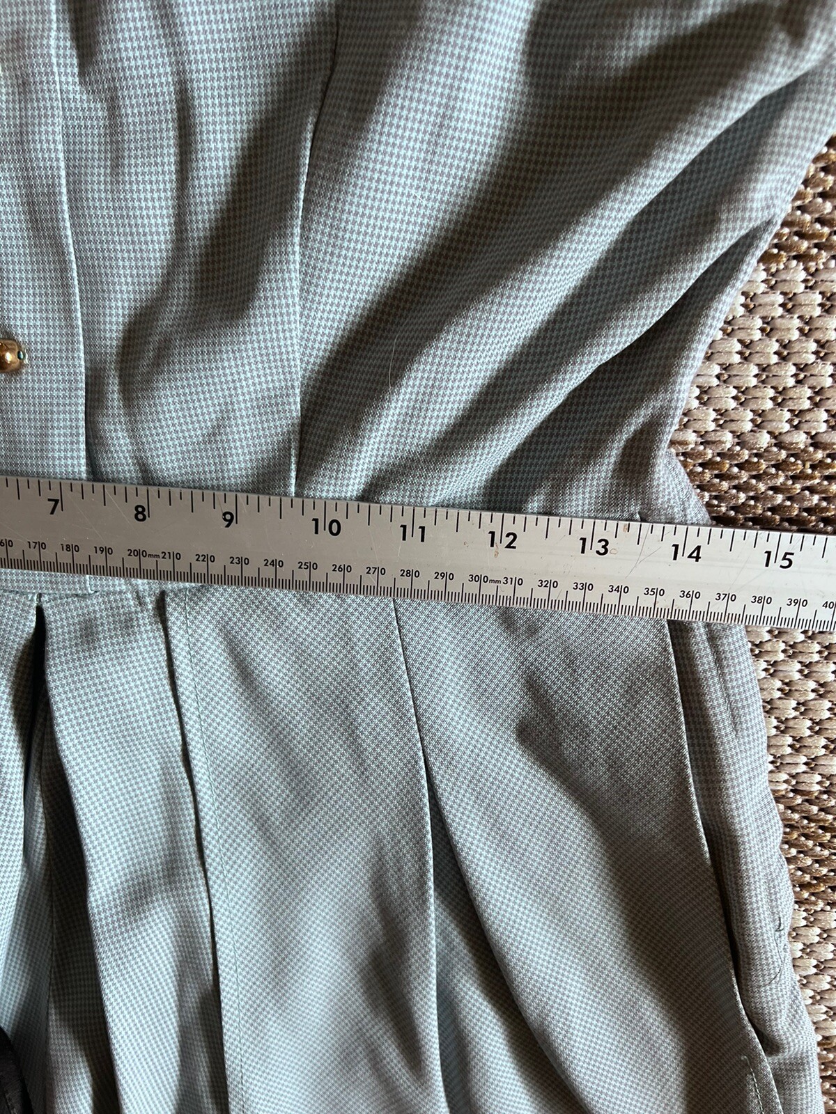 Vintage 50’s 60’s Stewardess Dress. Blue/ Gray Tiny Check. ( See Measurements).