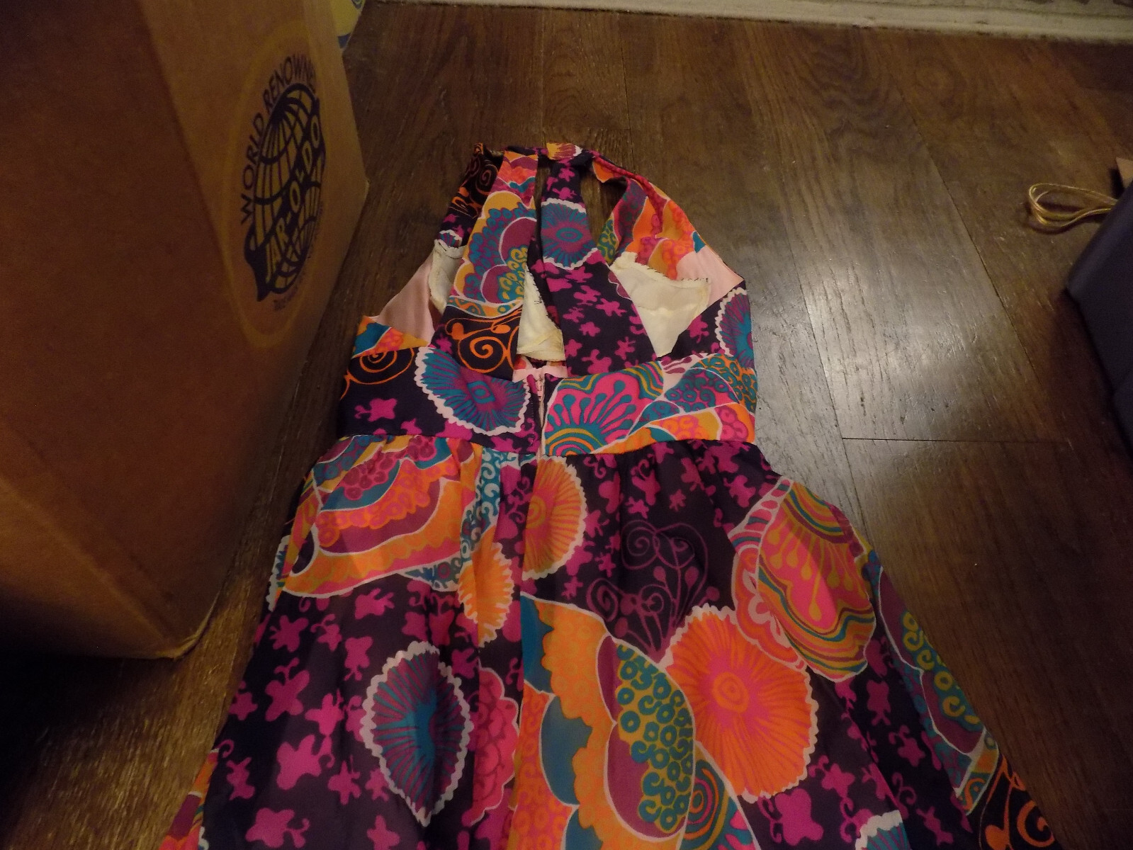Don Luis vtg Halter Maxi Dress & Sheer Jacket BOLD Groovy Purple Orange Pink M