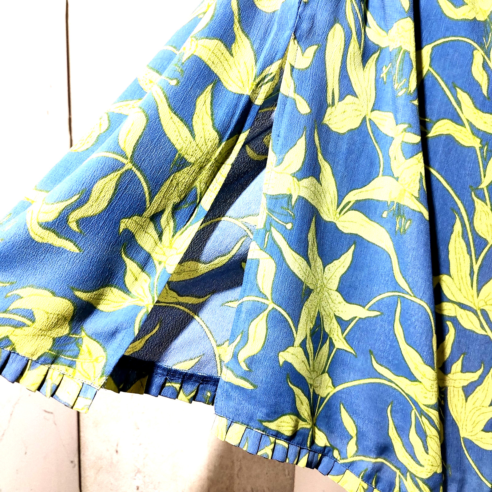 PUTUMAYO VTG Midi Skirt + Tank Top Set M Tropical Floral Beachy Pleated Hems