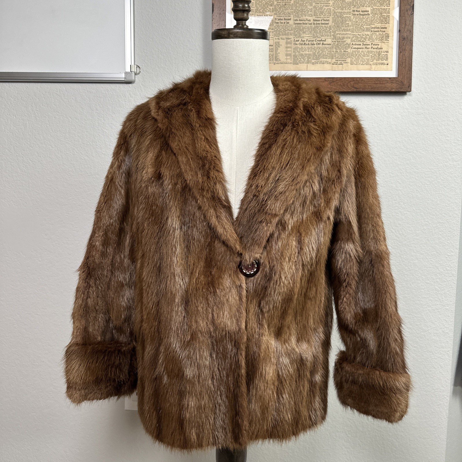 VTG 60s Furs by Conson Mink Stroller Coat Toronto & Sarnia Lined Inner Pocket