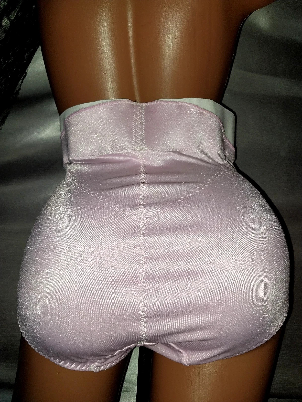 VTG SILKY NYLON SHINY COTTON CANDY LILAC PINK JCPENNEY PANTIES GIRDLE FIRM NIP L