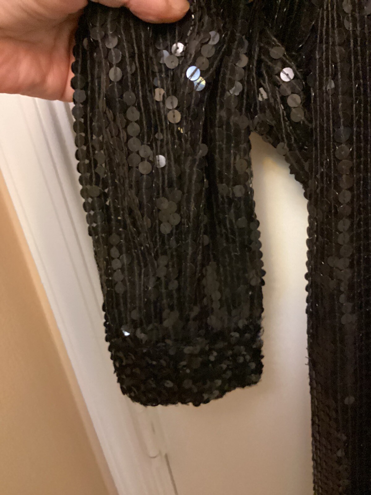 O.R. Fashions LTD Black Silk Sequin Jacket Long Sleeve Vintage