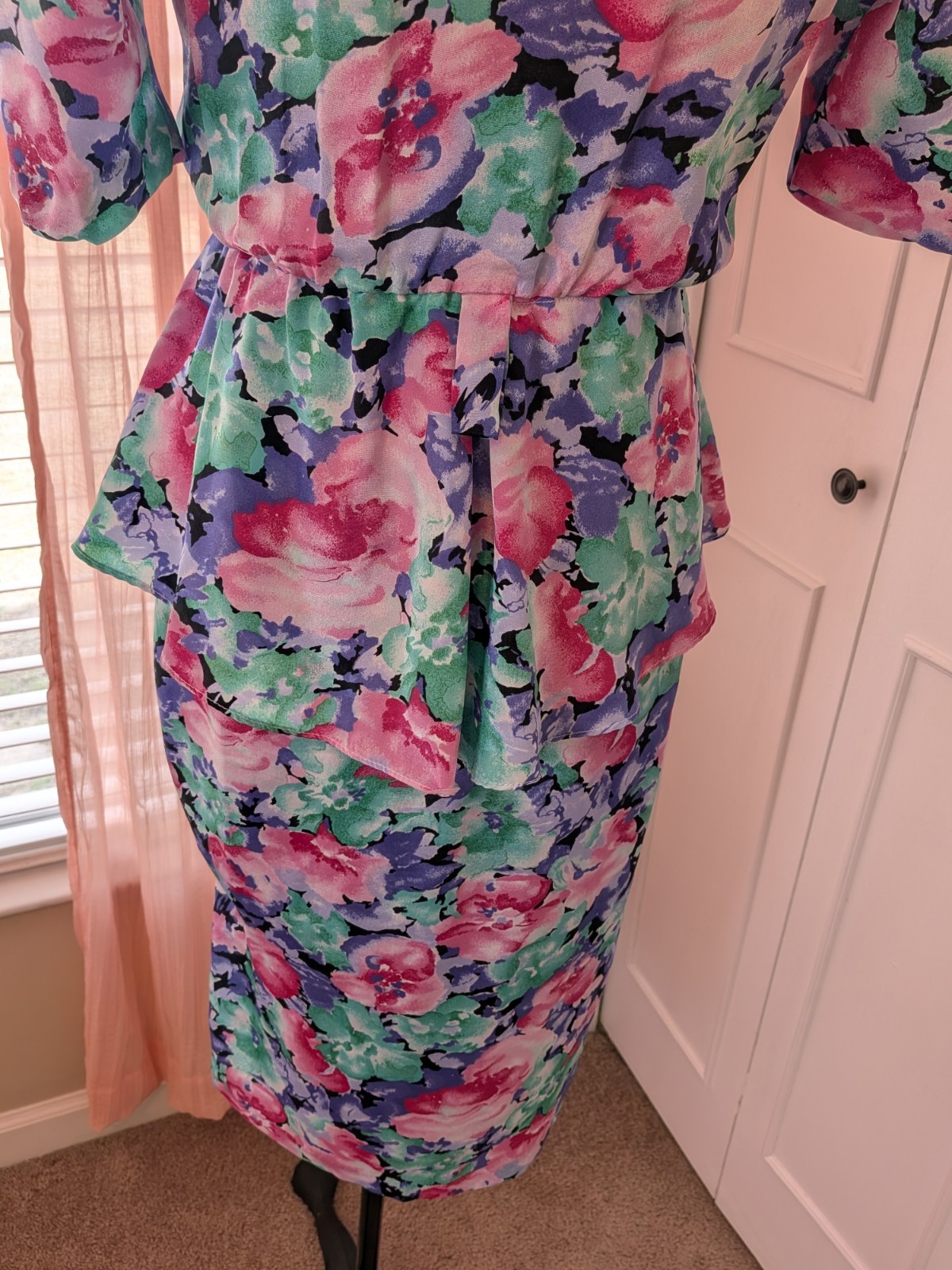 1940s Style Flowered 80s Dress