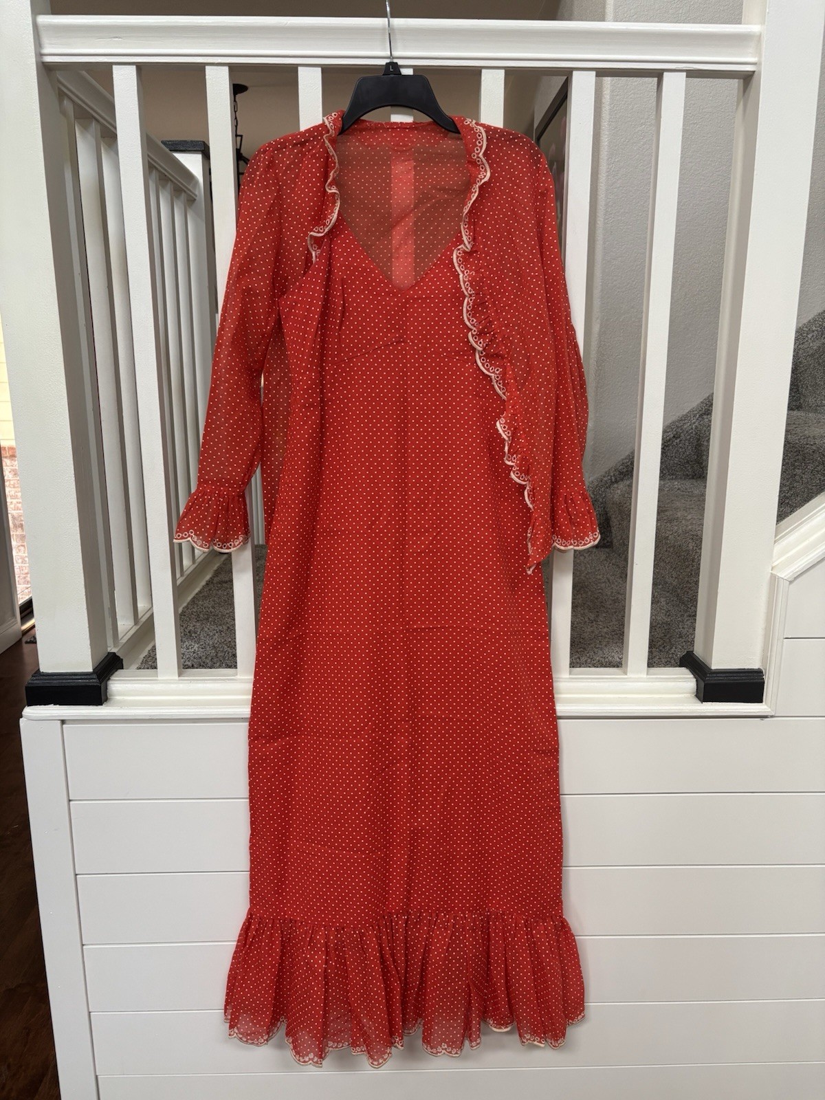 70s Young Dimensions Saks Fifth Avenue 2 Piece Maxi Dress & Jacket Polka Dot 10