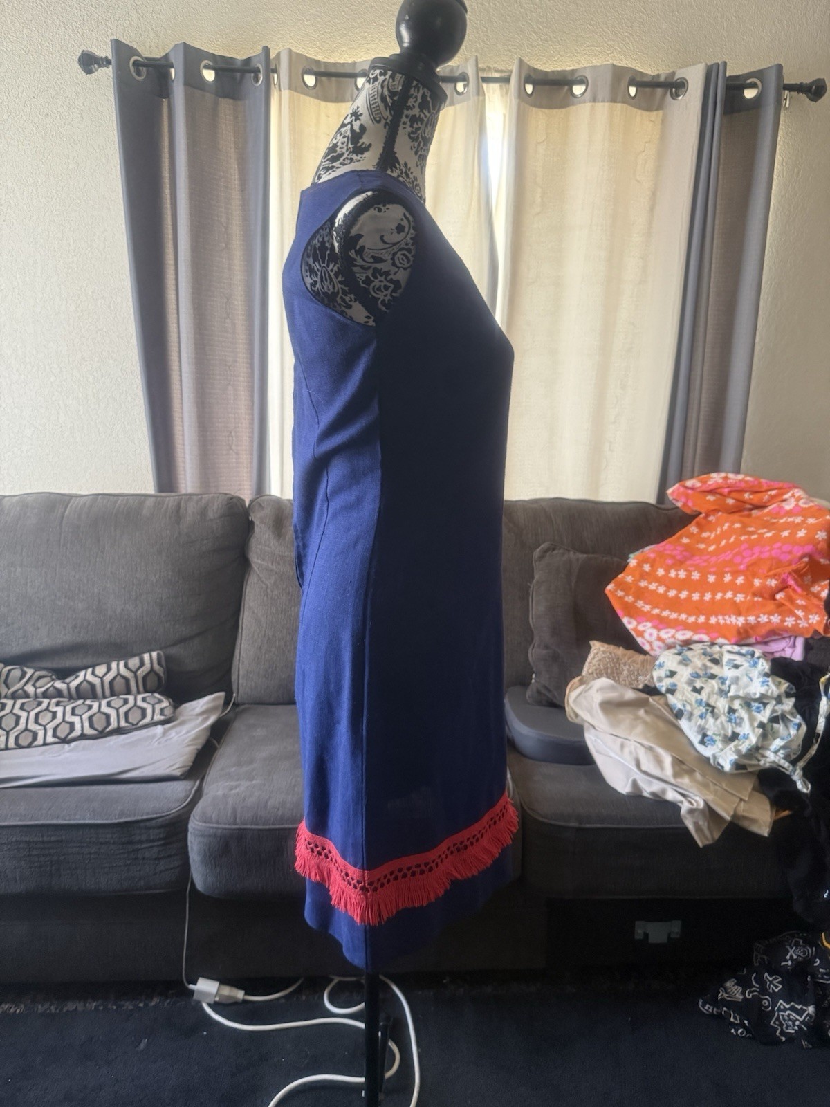 Vintage 60s 70s Ship 'n Shore Blue Shift Dress Mod Sz M