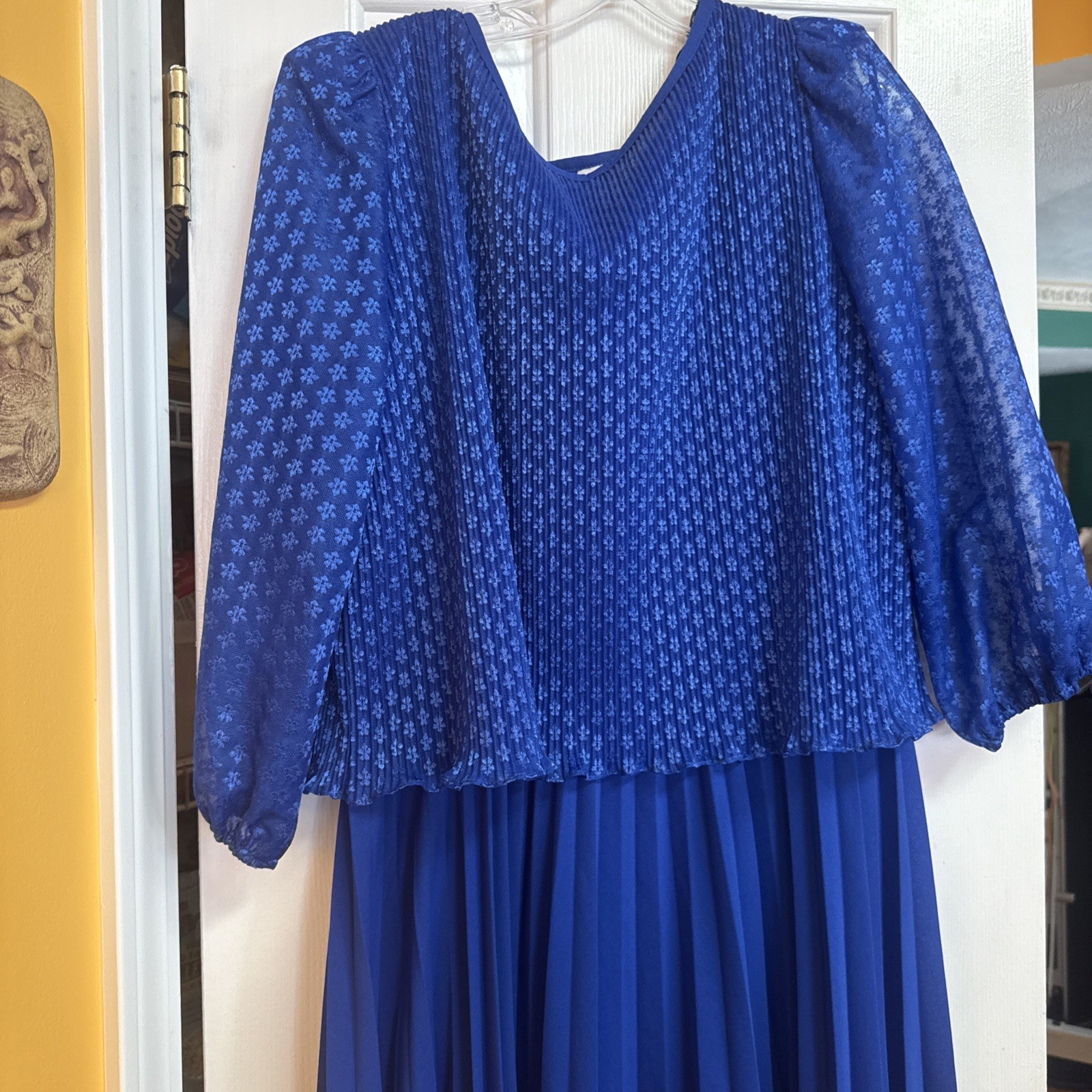 Vtg Lot 2-MCS LTD New York Blue & Pink Dress Pleated Dressy Cocktail Party Uniqu