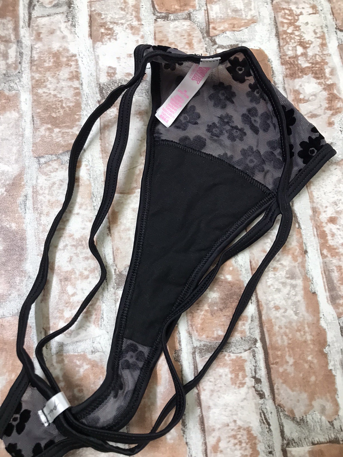 RARE PINK ByVictoria’s Secret Thong v-String Soft Cotton Panties Floral Soft Med