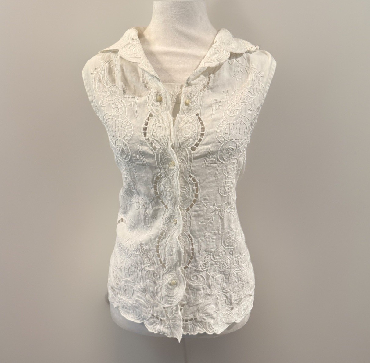 Vtg Edwardian Victorian Revival Romantic Lace Top Cottagecore Battenburg Blouse