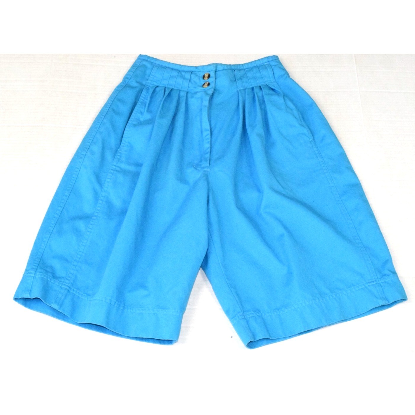 Vintage Shorts Sportables Size 6 90s Sky Blue Ultra High Waist Pleats Cotton