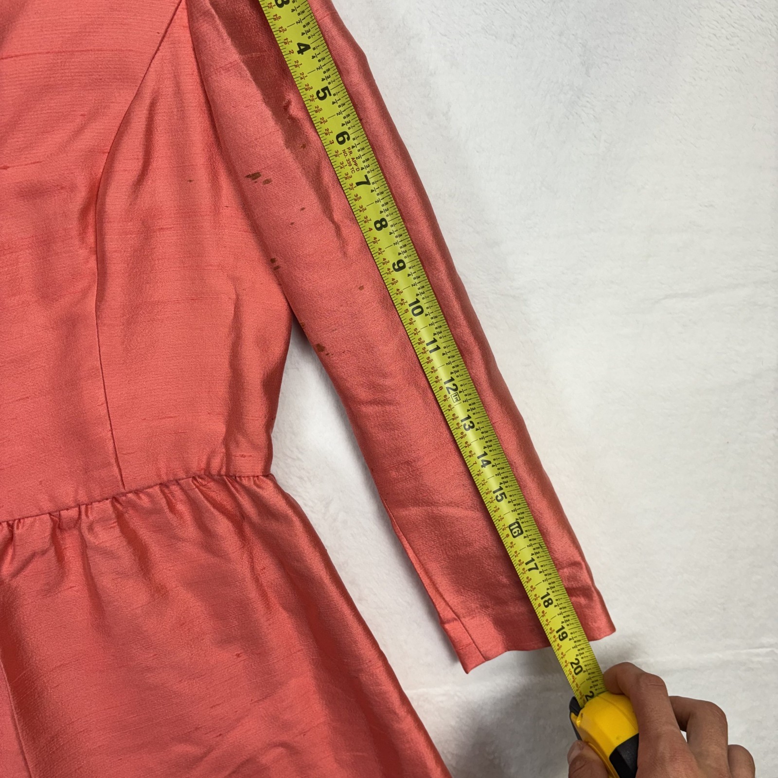 Vintage Gino Charles Dress Silk Wool Pink Beaded V Neck Mod Cocktail 60s Size 6