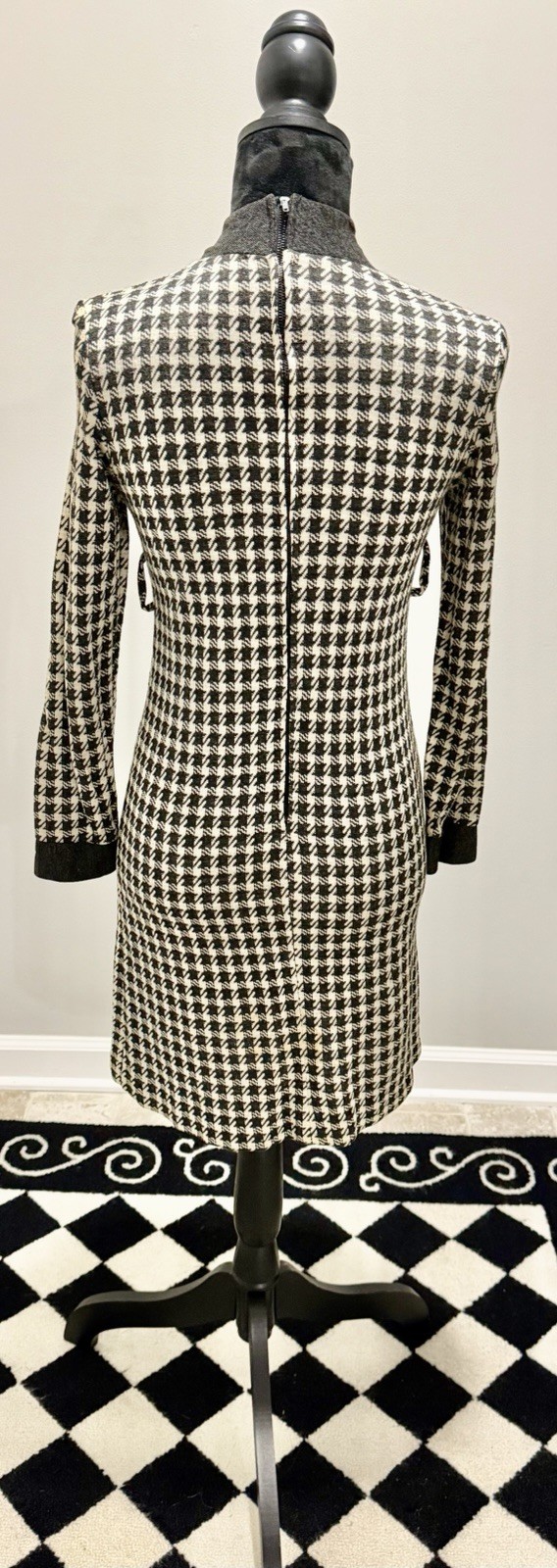 2 Vintage 1970s Women’s Dresses- Tan Terry Shirt Dress& Grey Houndstooth