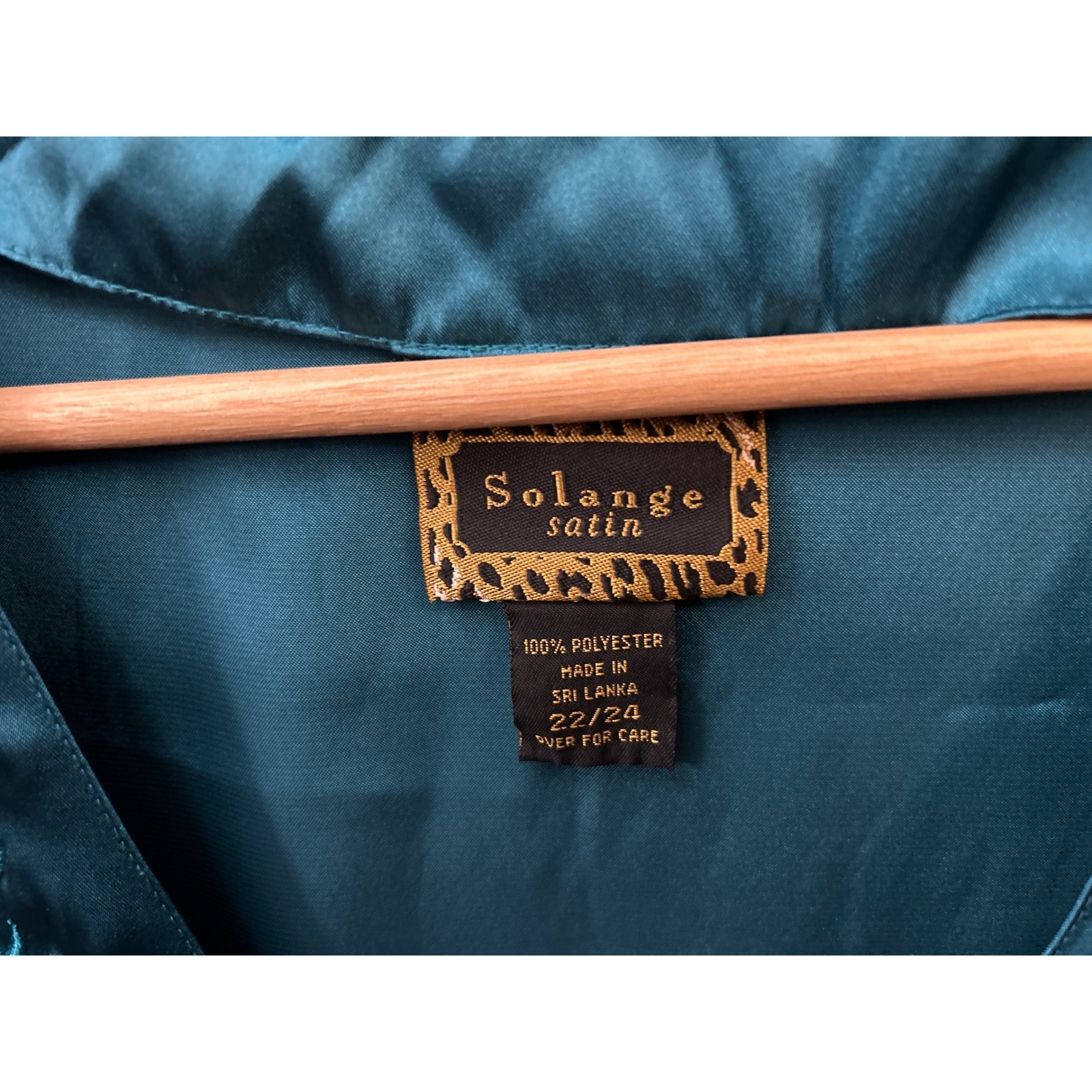 Vintage Solange Satin Robe Teal Blue Embroidered Regencycore Glamour Boudoir