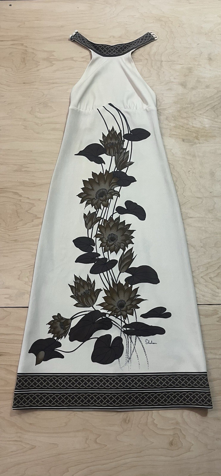 Vintage Alfred Shaheen Dress Halter Neck Maxi Floral 70s Dress
