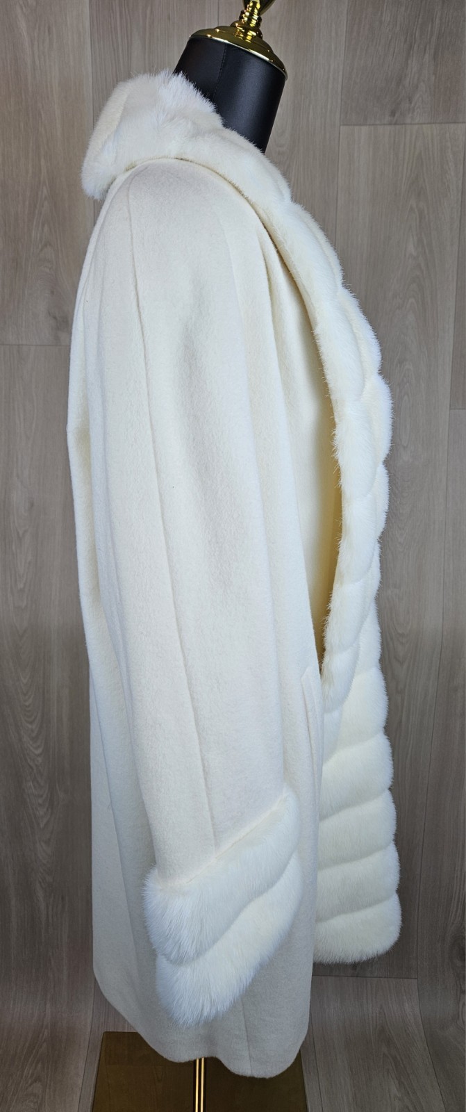 NWT Vtg Monterey Fashions White Faux Fur Wool Long Coat Sz 10 Overcoat Mob Wife