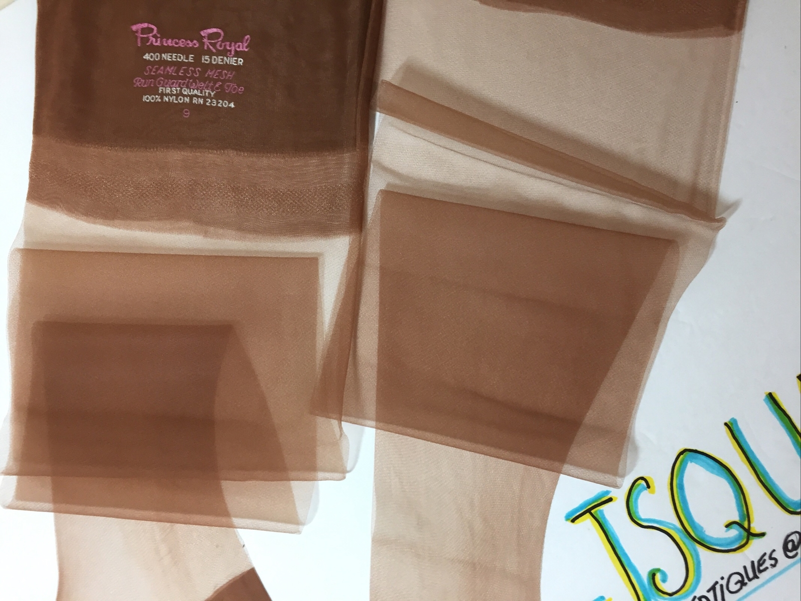 Vintage 6 Pair All Nylon Stockings 9” X 33” 15DEN RHT BEIGE REINFORCED HEEL TOES