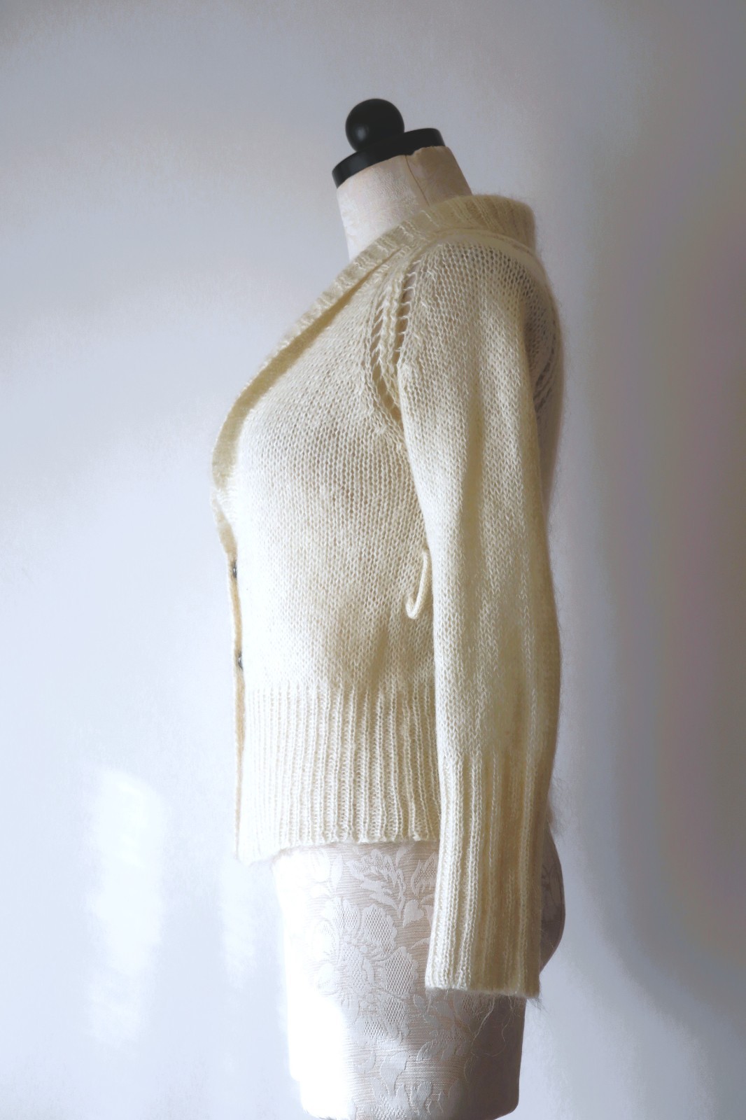 Y2K Isabel Marant Cream Fuzzy Mohair Romantic Cropped Cardigan Sweater Women XS