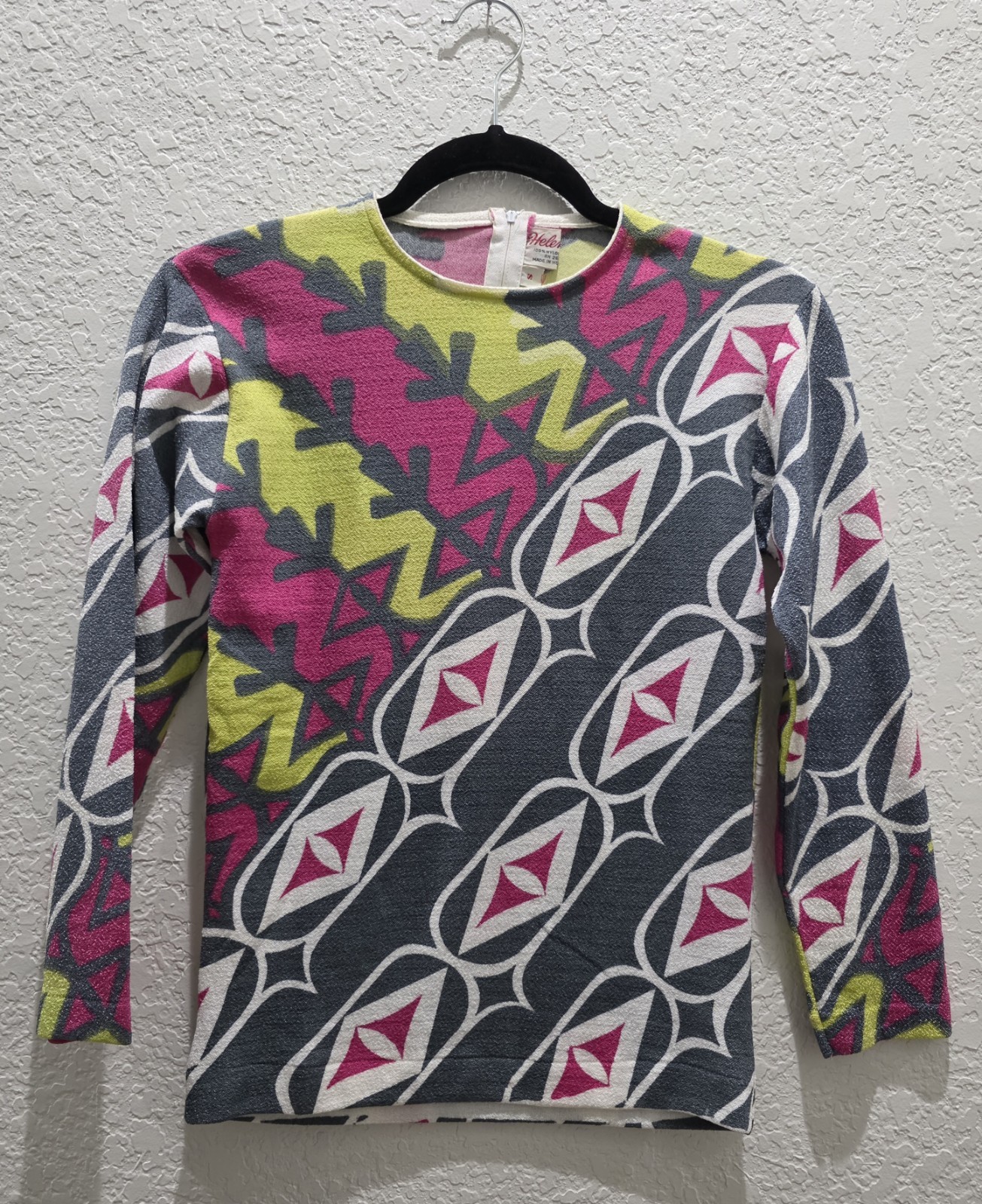 Vintage 1960’s Deadstock Helen Sue Psychedelic Print Top Women’s Size S Artsy