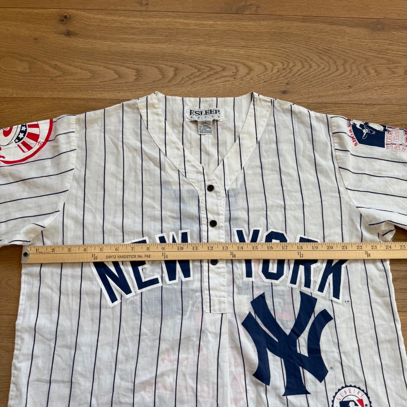 Vintage Esleep New York Yankees Pinstripe Pajama Top Ball Park Dreaming Small