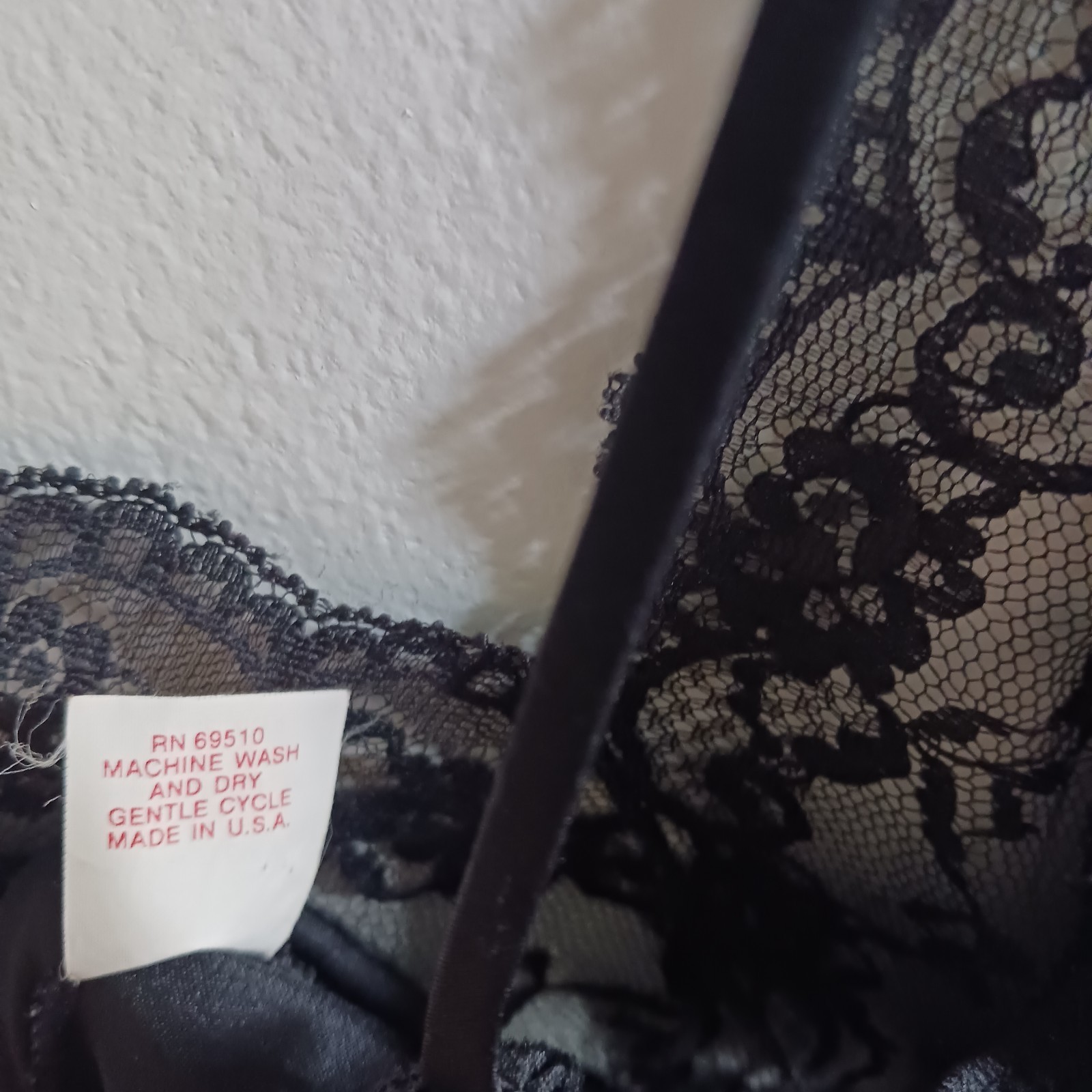 VTG Ms. Leslee Lingerie Black Satin Nylon & Lace Teddy Romper Playsuit Medium