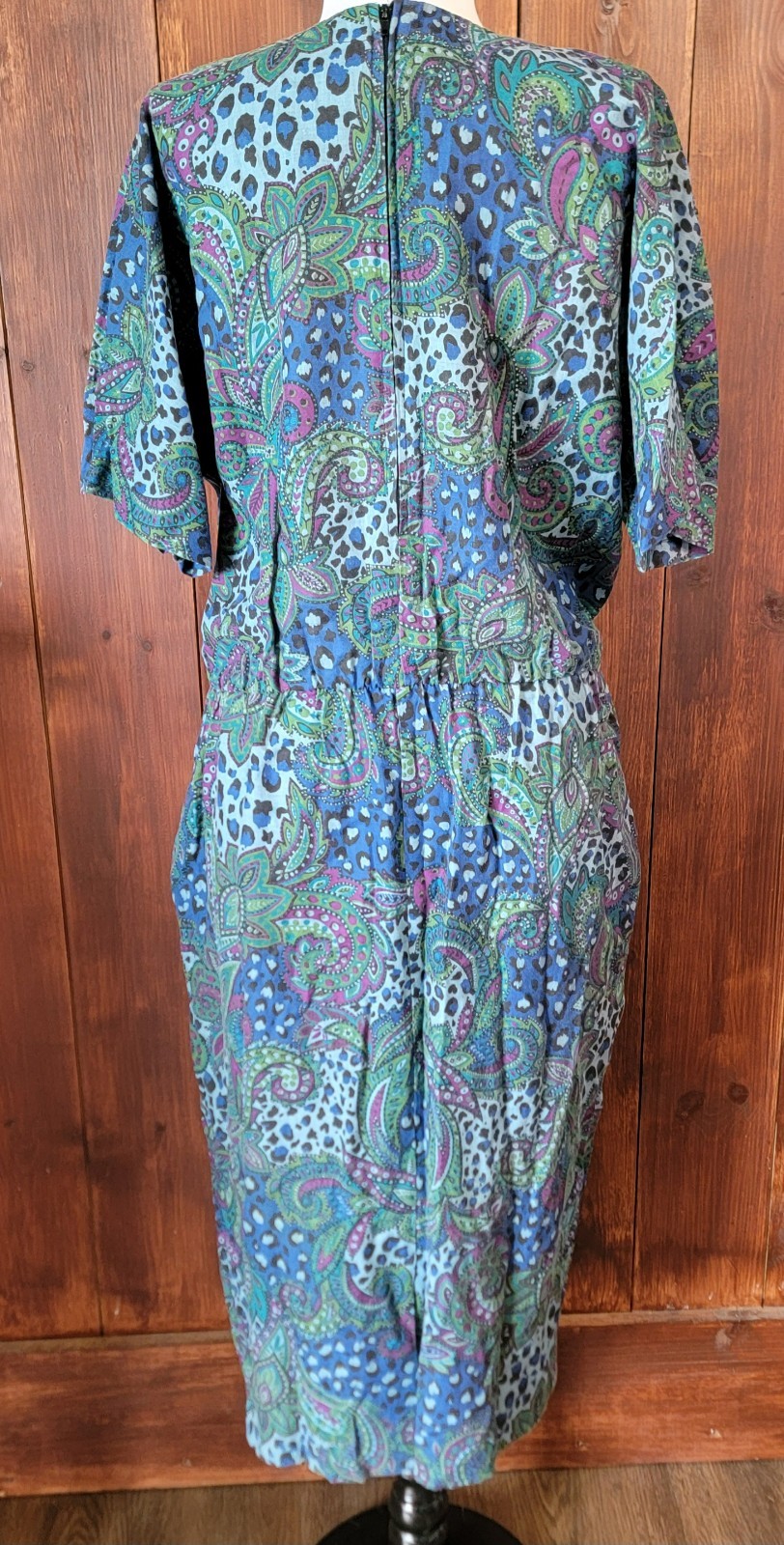 Vintage Geeky Secretary Liz Claiborne Women 12 Blue Floral Midi Dress 90s Pencil