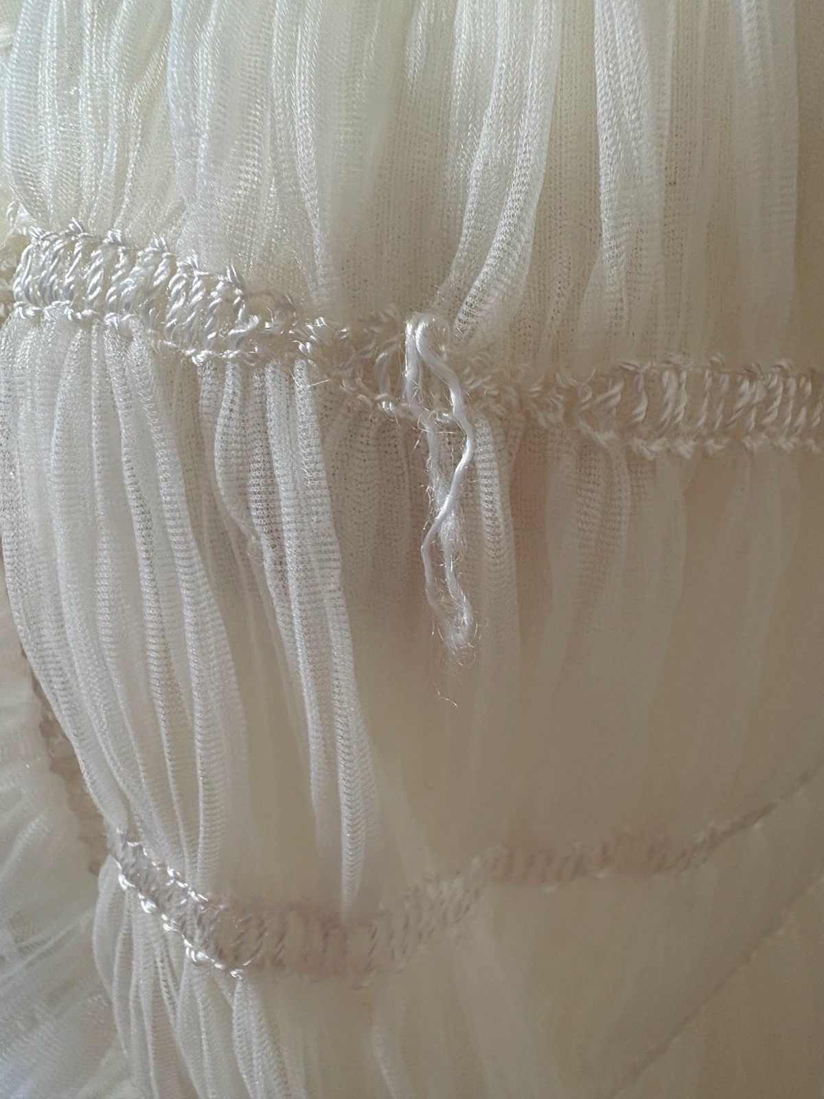 Vintage 60s 70s Nylon Chiffon Ruffled Blouse Lingerie Sheer Top Peplum USA Made