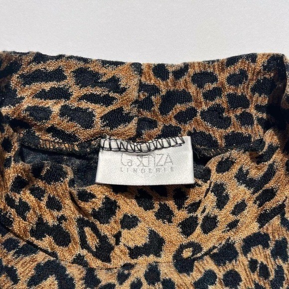 La Senze Lingerie Leopard Print Cheetah Semi-Sheer Turtleneck Tank
