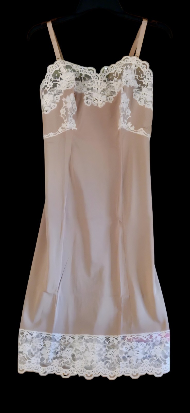 PRETTY Vtg 1960s ARTEMIS Nylon Tricot Slip w/Lace Trim in unique a Mauve/Brown