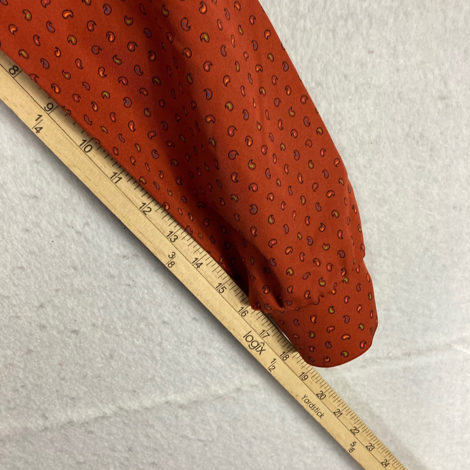 VTG Paisley Blouse 70s Lady Arrow Pussy Bow Burnt Orange Size 10 Boho Fun M