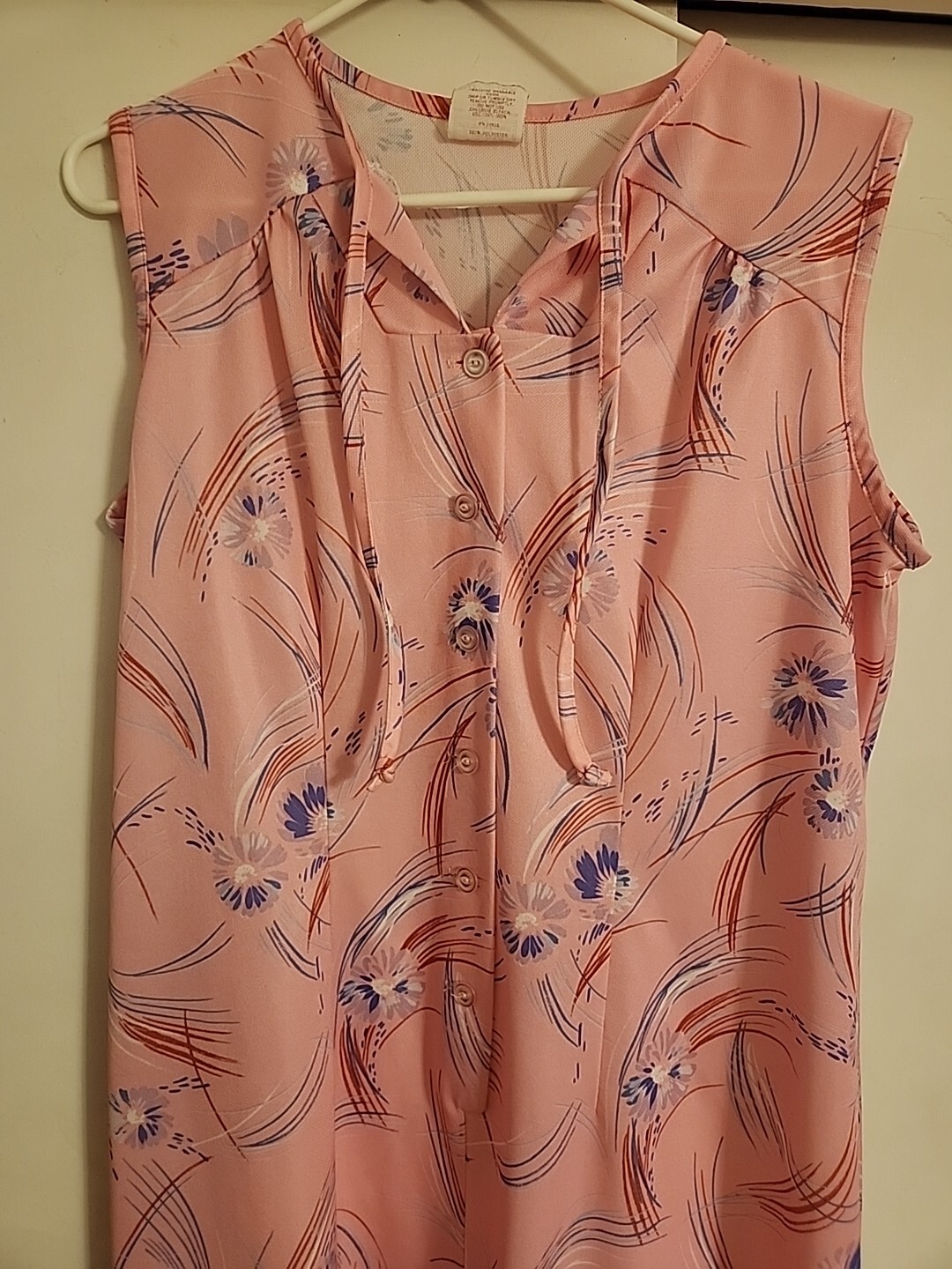 Vintage 70s80s Sleeveless Day Dress Casual Sz 20½ Pink
