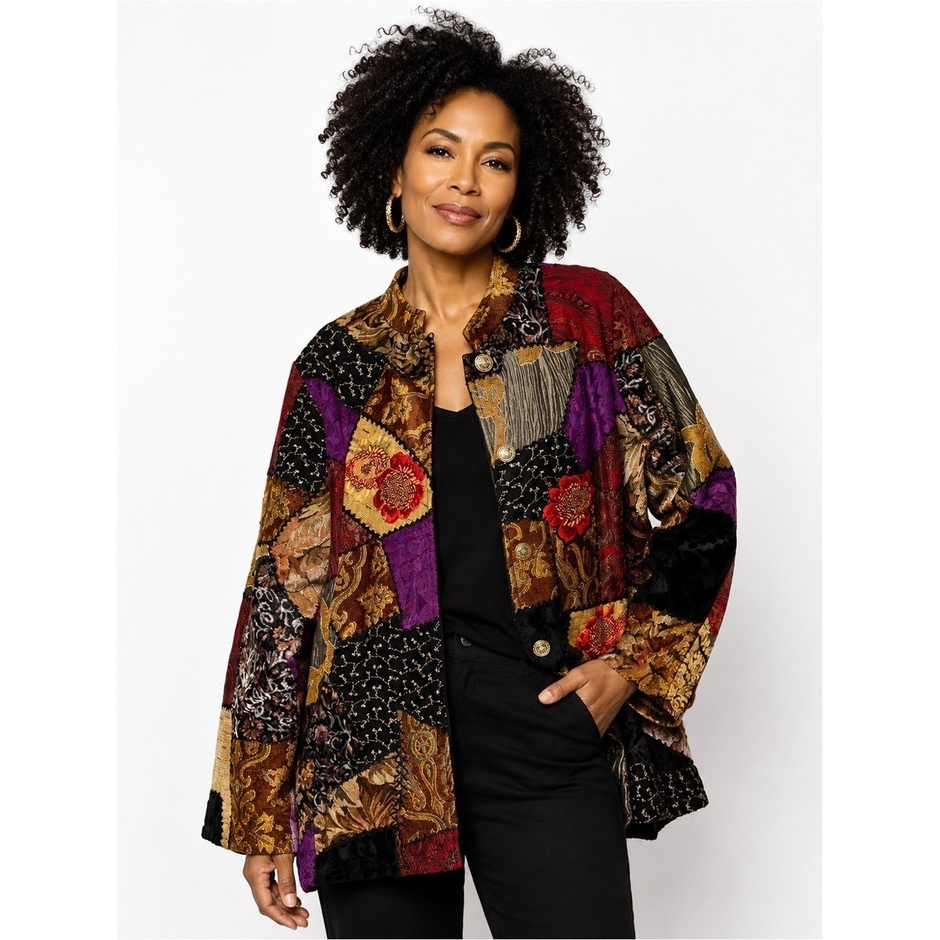 Vintage Patchwork Statement Jacket Lagen Textured Art To Wear XL