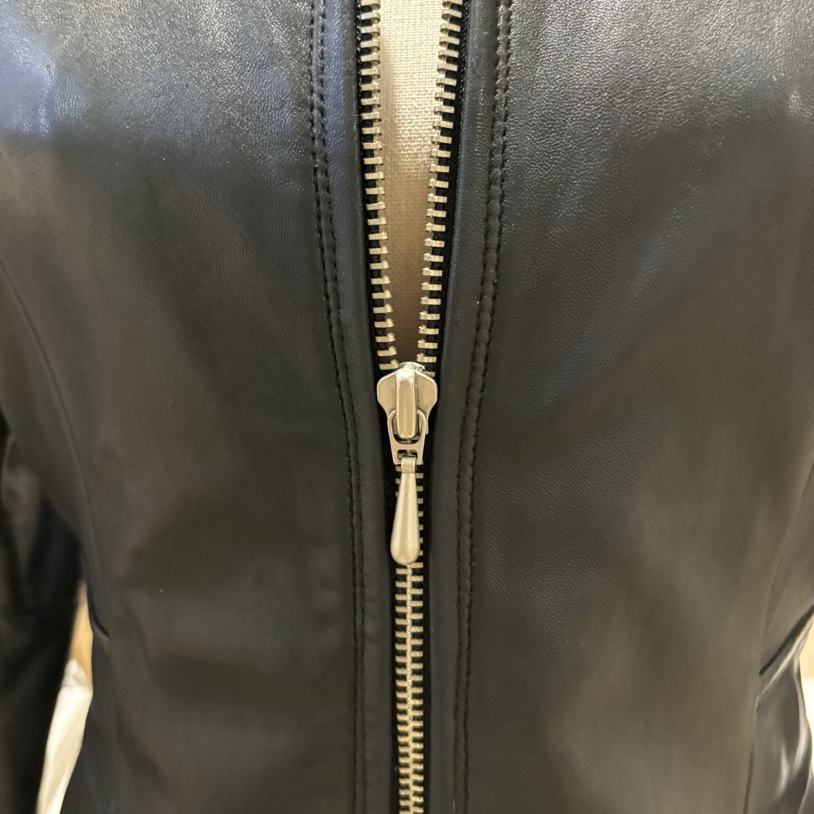 Vintage BP Black Lambskin Leather Jacket Zip Fitted Y2K Women S