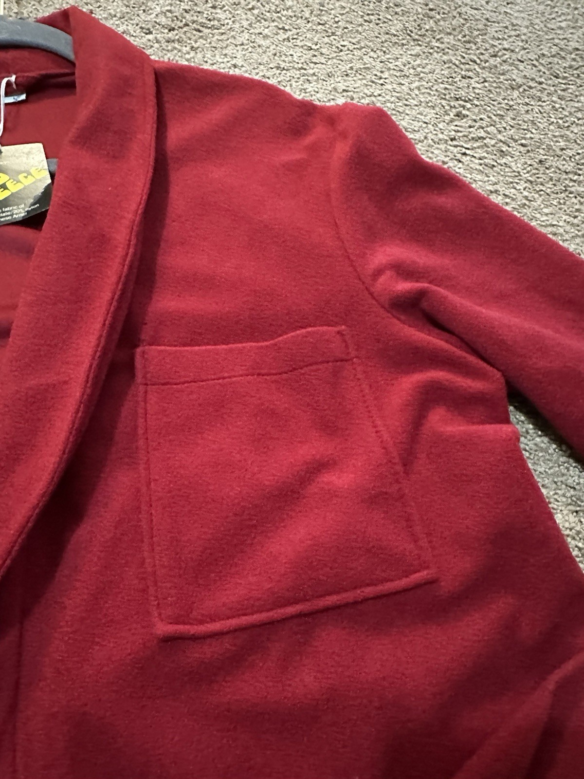 Vintage Collins And Aikman Cloud Fleece Robe With Belt Pockets Red Large NWT