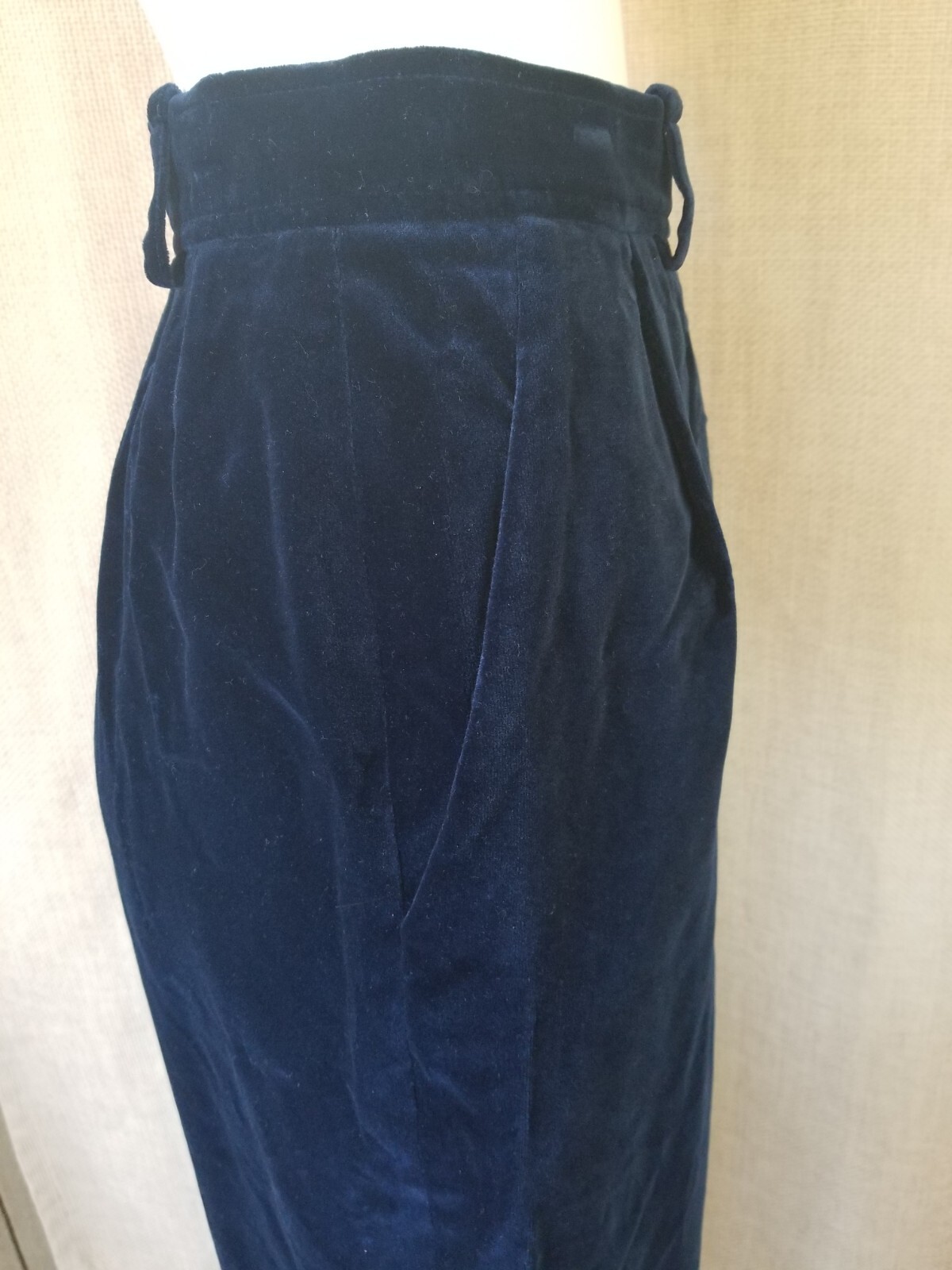 1980’s YVES SAINT LAURENT RIVE GAUCHE Blue Velvet trousers Womens Vintage Pants