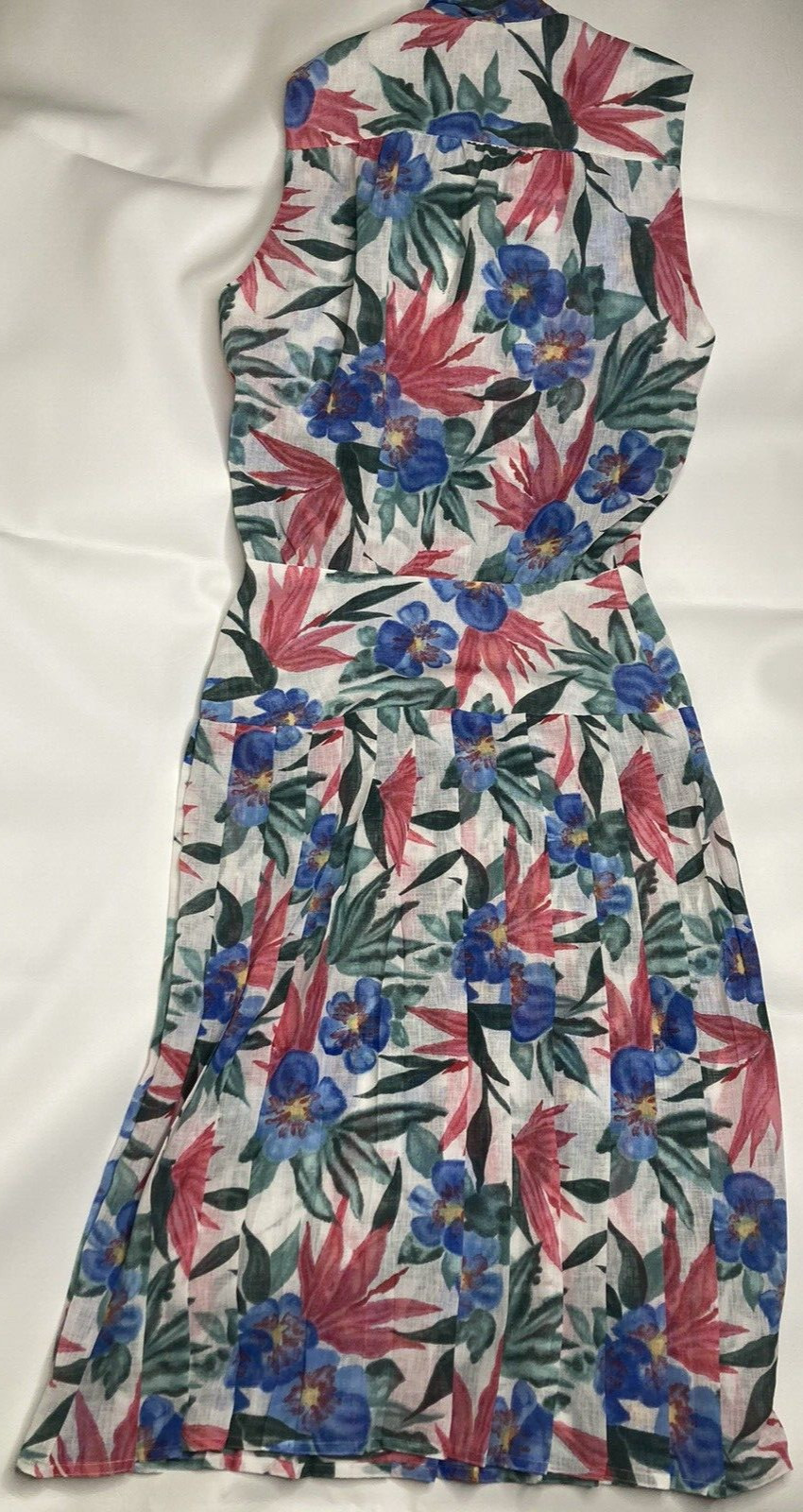Vintage Billy Jack For Her Dress Midi Pleated Floral Colorful Sleeveless Sz 7/8