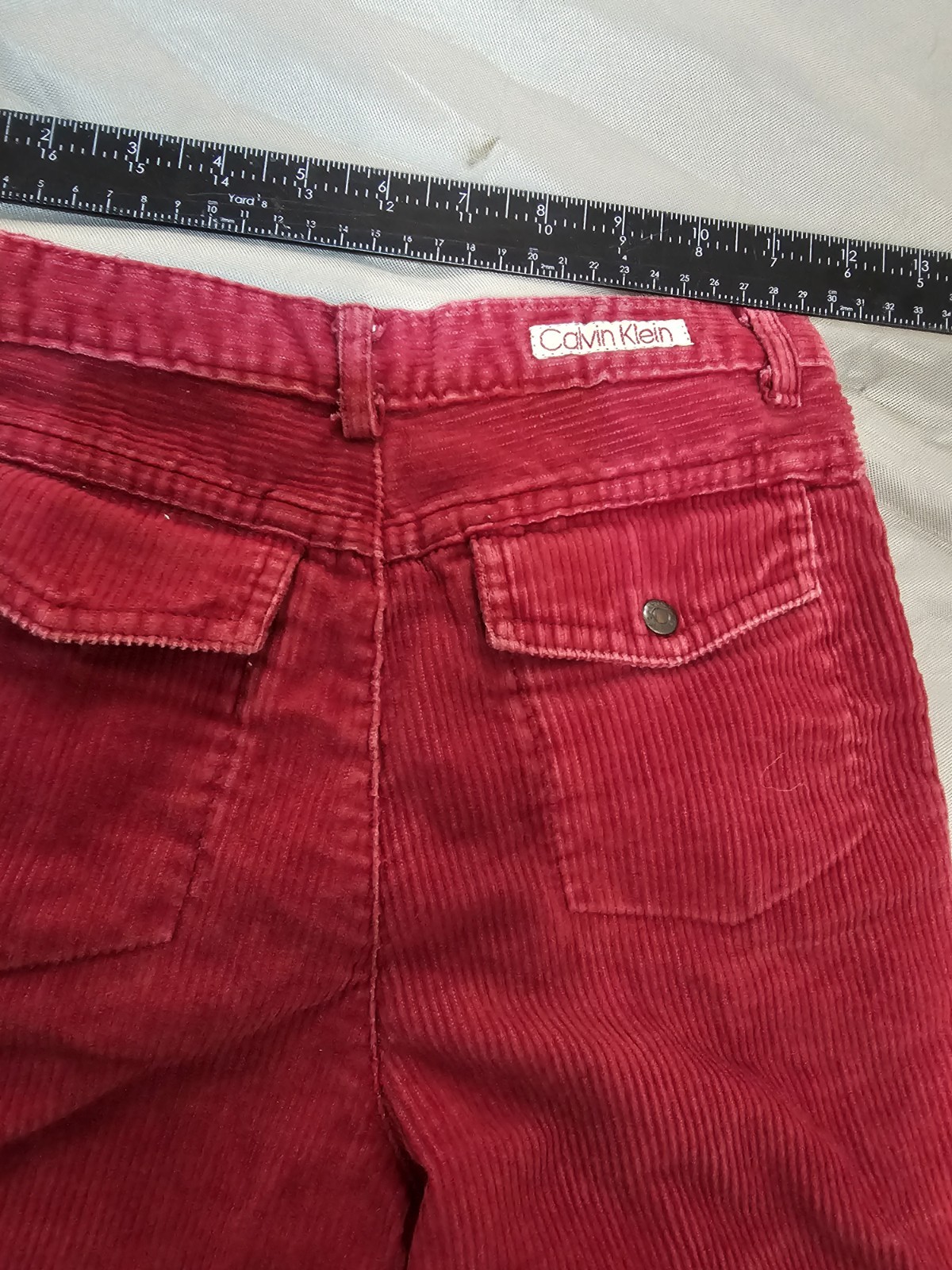 Calvin Klein Juniors Corduroy Pants Burgandy High Waist Straight Leg Sz10 1990s